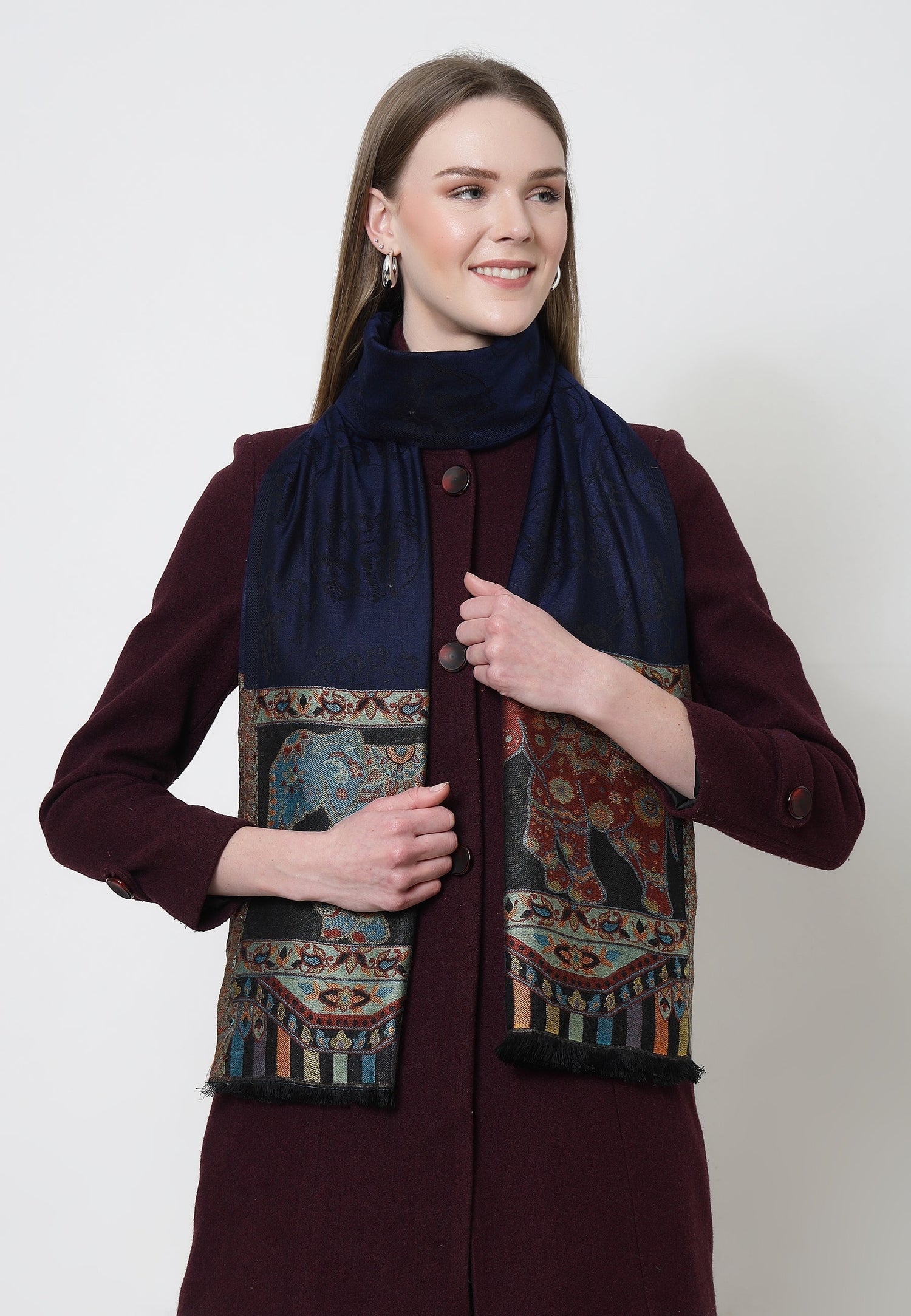 Multi Kashmiri Jamawar Scarf, Image 4 of 5