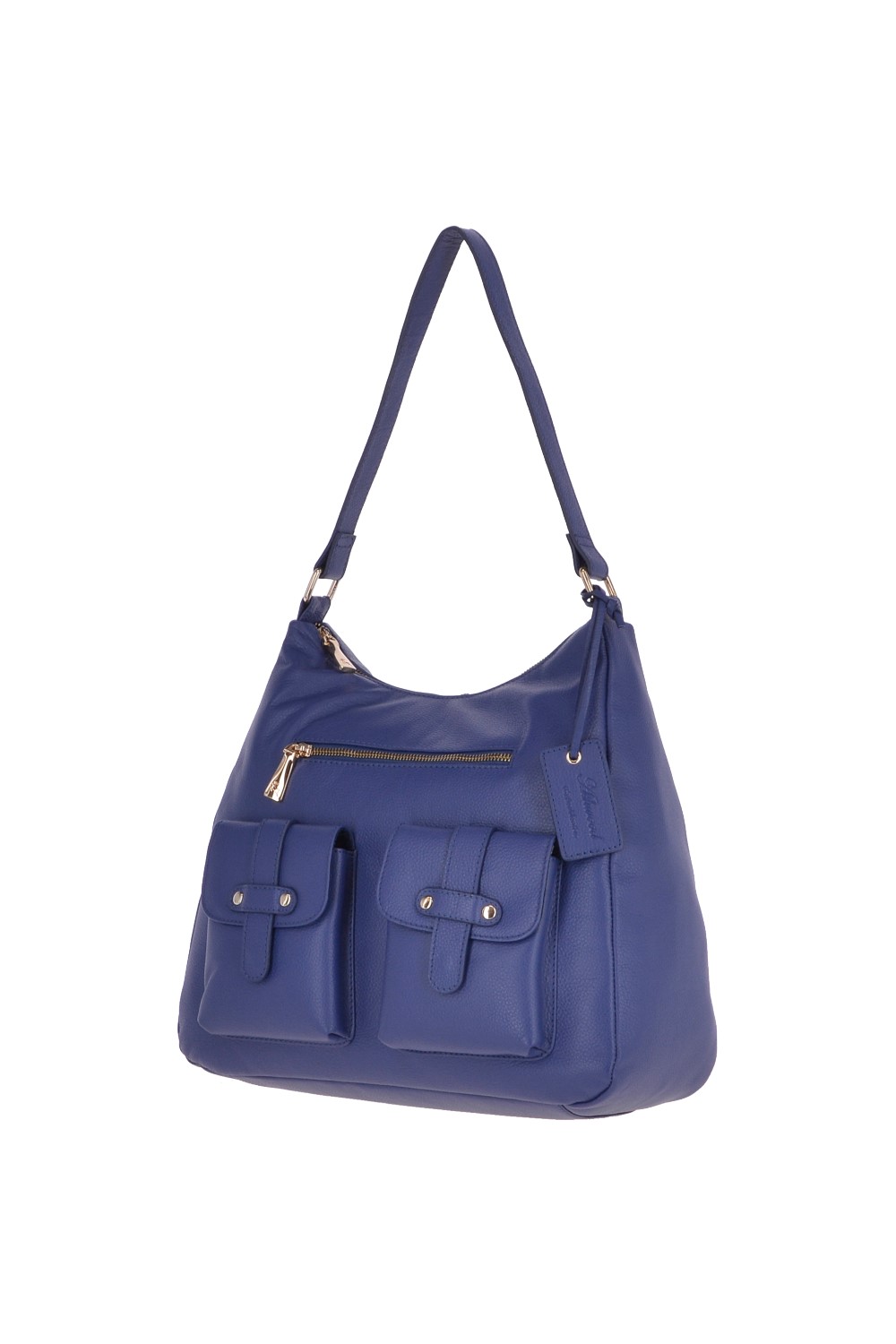 Blue Real Leather Medium Shoulder Bag, Image 2 of 5