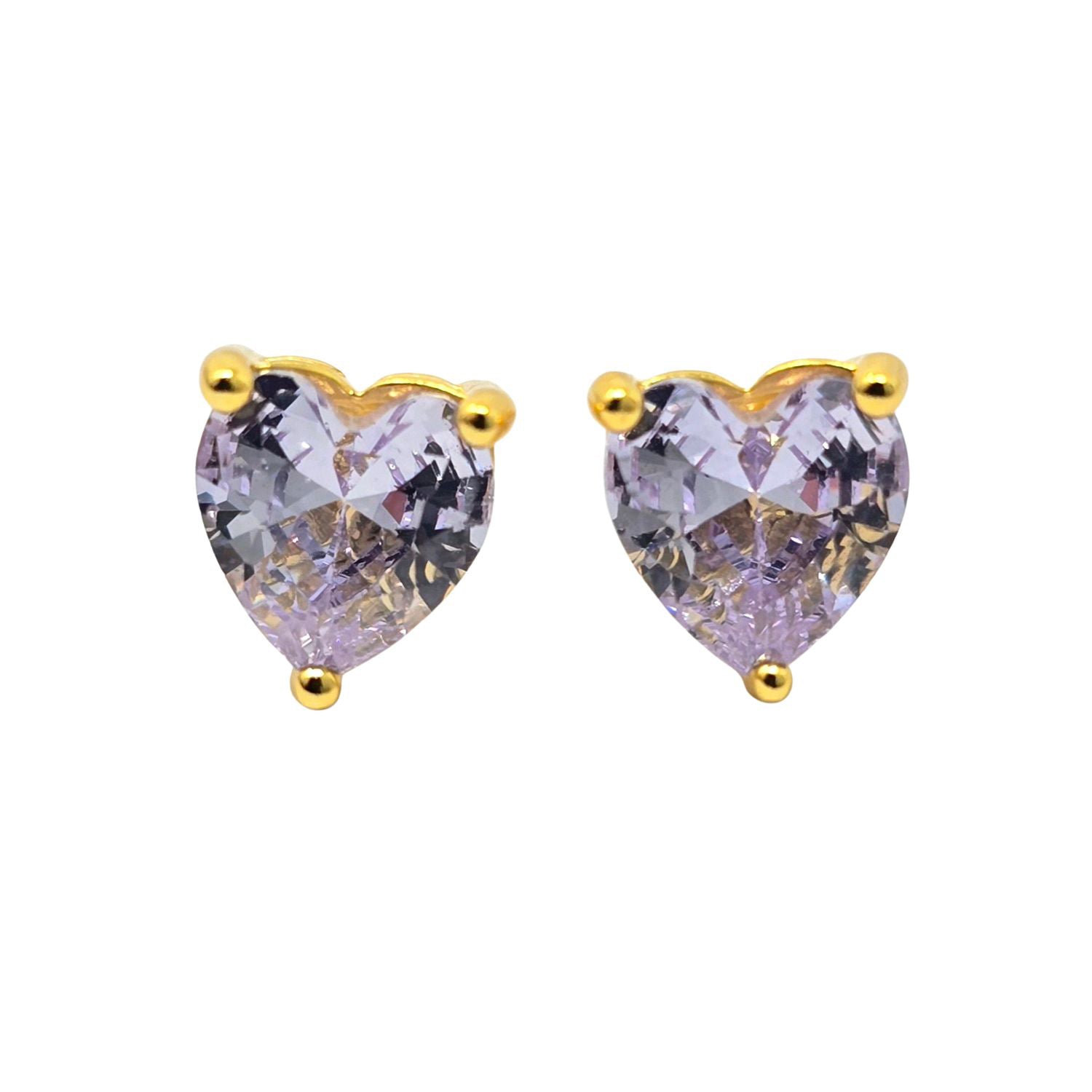 Metallic Alexandrite Heart June Birthstone Stud Earrings