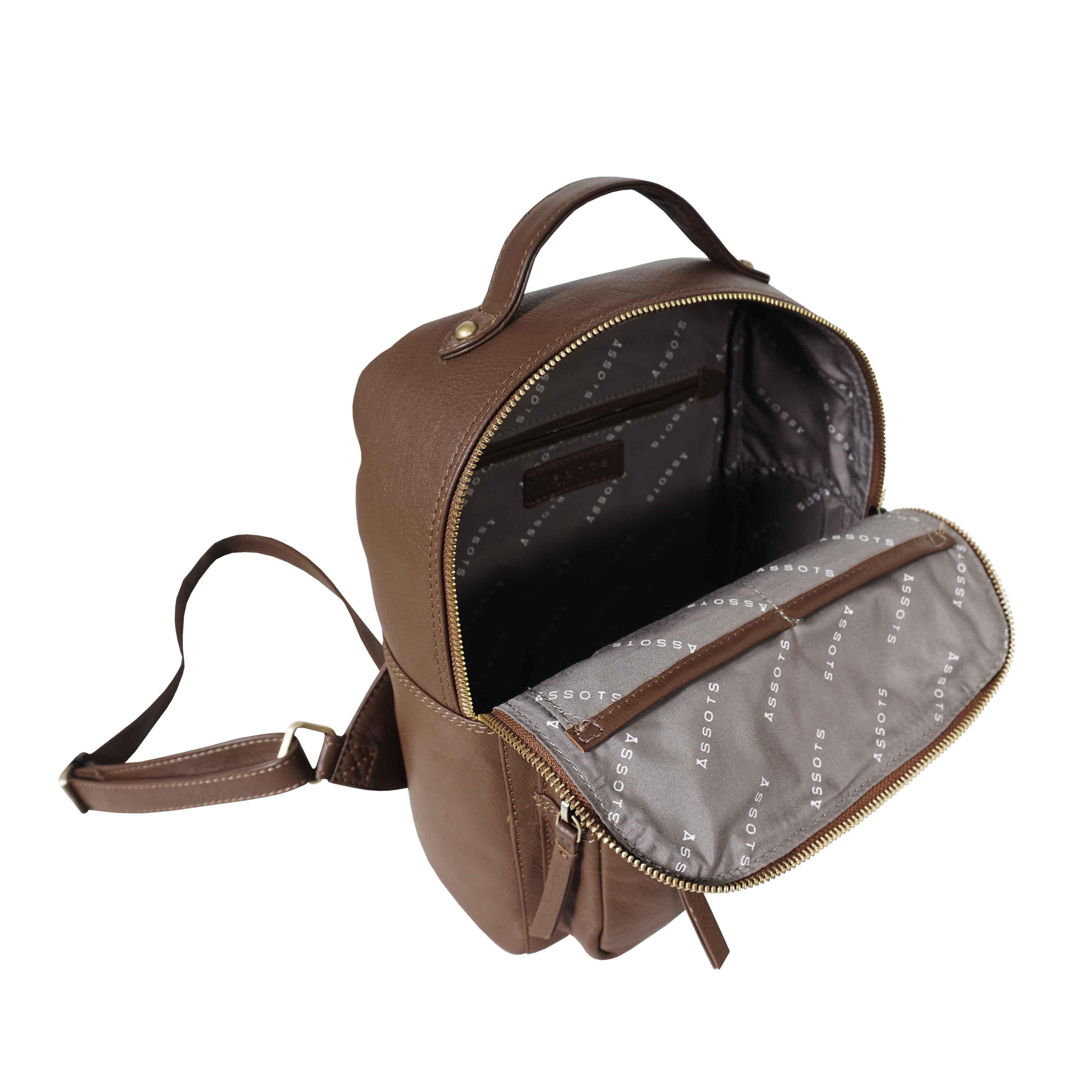 Tan 'ANGEL' Nappa Full Grain Leather Zip-top Backpack, Image 2 of 4