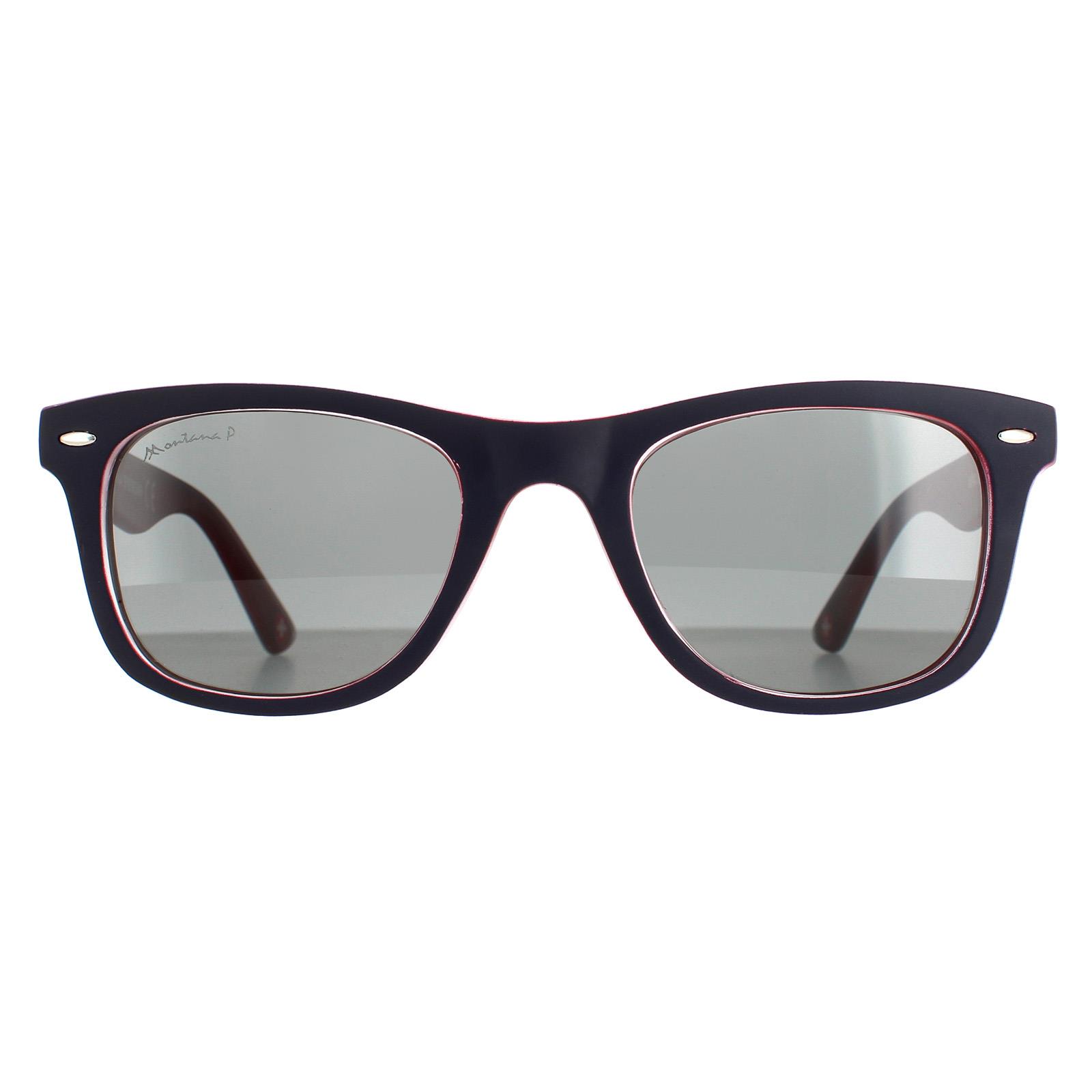 Blue Montana Blue Square Blue Red Rubbertouch Grey Polarized MP41 Sunglasses, Image 1 of 4
