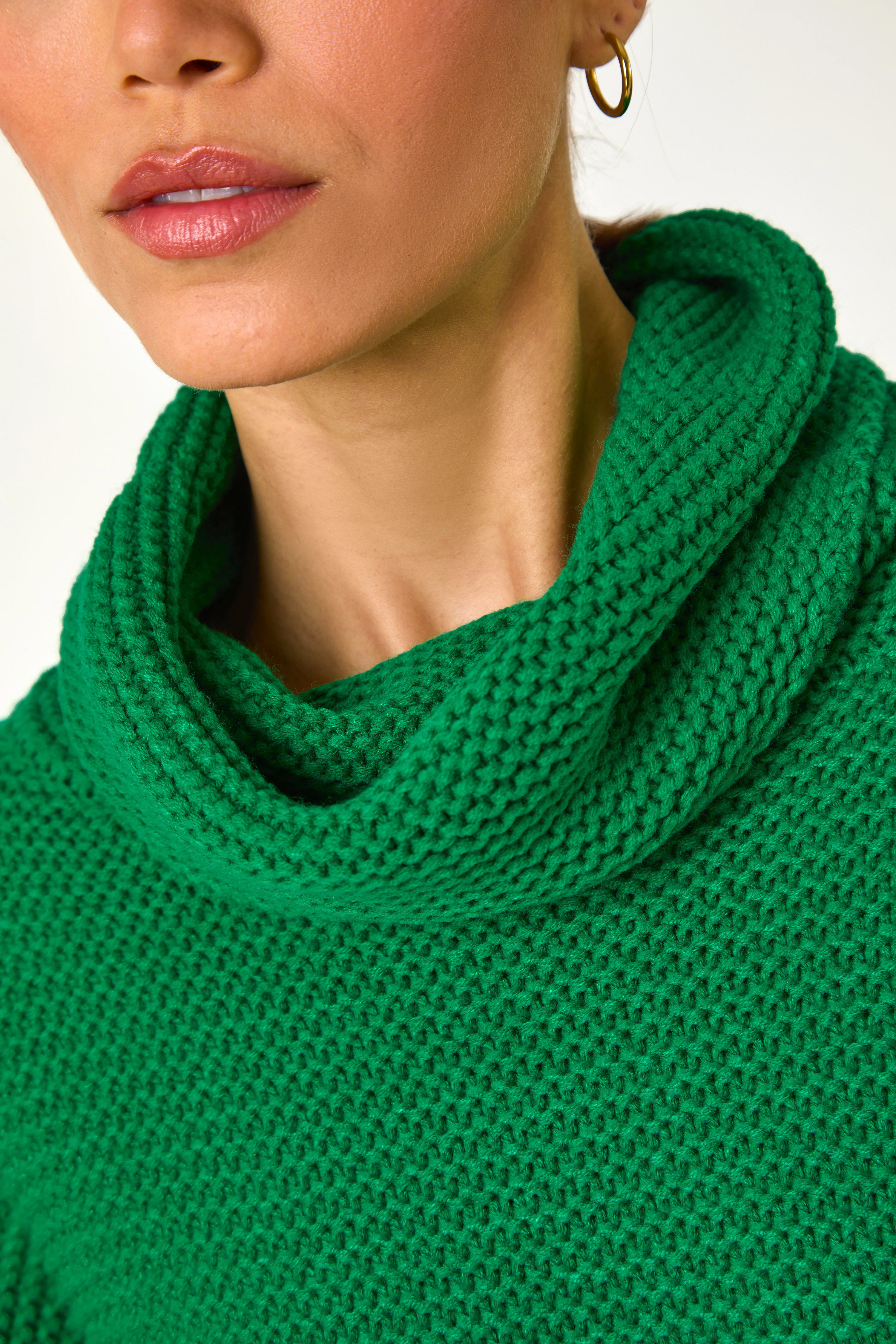 Green Textured Cowl Neck Jumper, Image 6 of 5