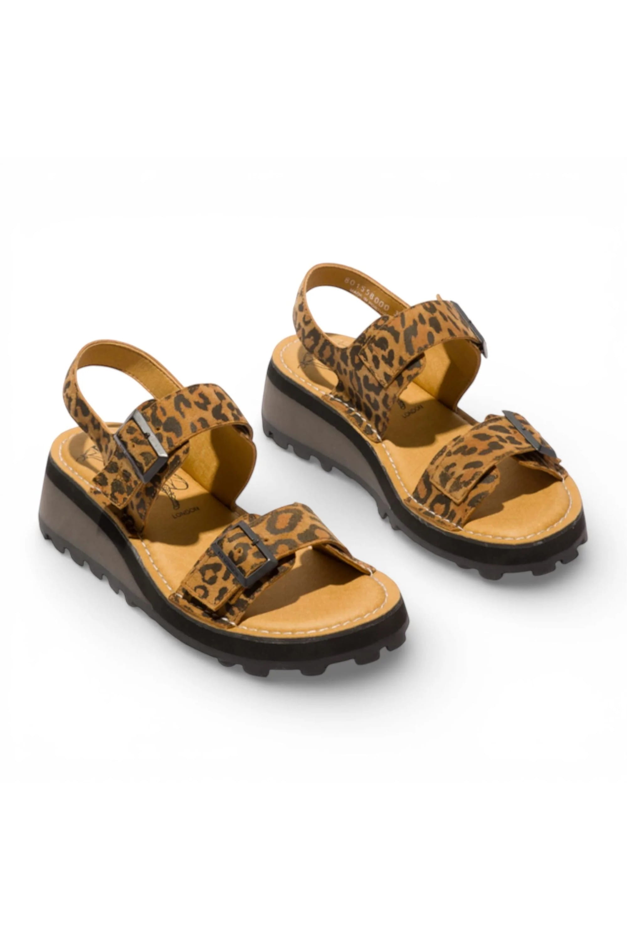 Brown Womens Wedge Buckle Sandals-HEIF558FLY, Image 2 of 5
