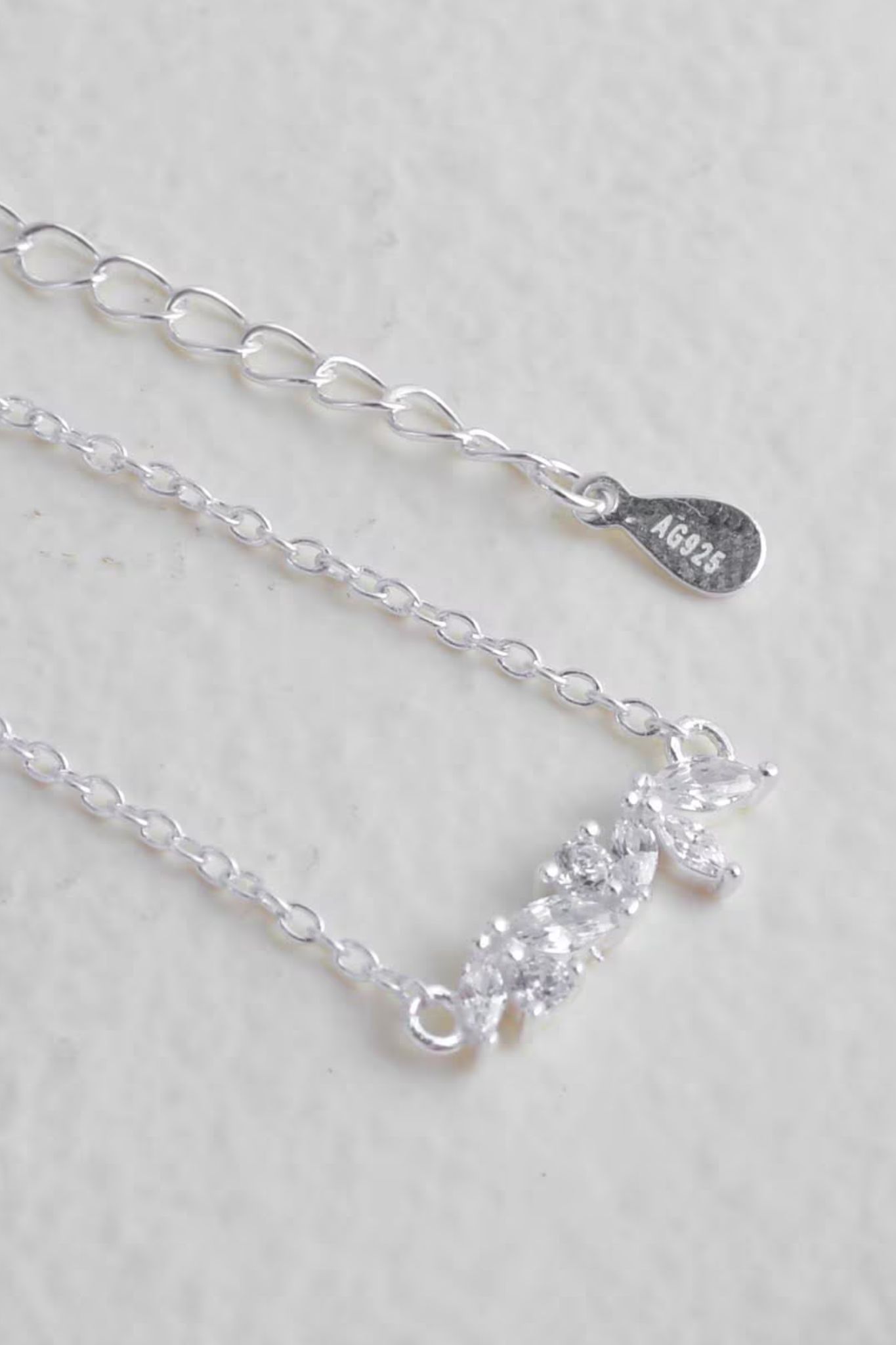 Silver Sterling Silver CZ Leaf Cluster Bracelet, Image 3 of 3