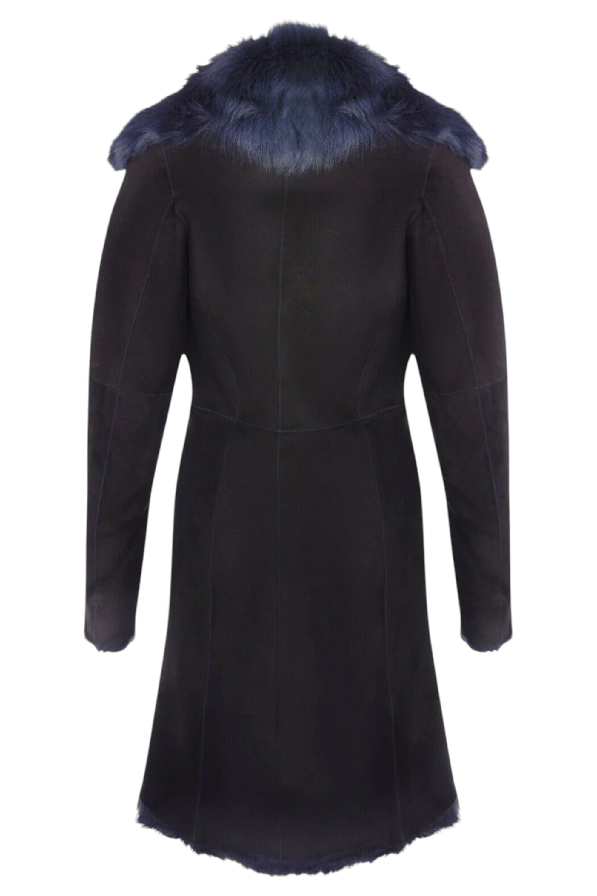 Navy Toscana Sheepskin Suede Trench Coat, Image 4 of 7
