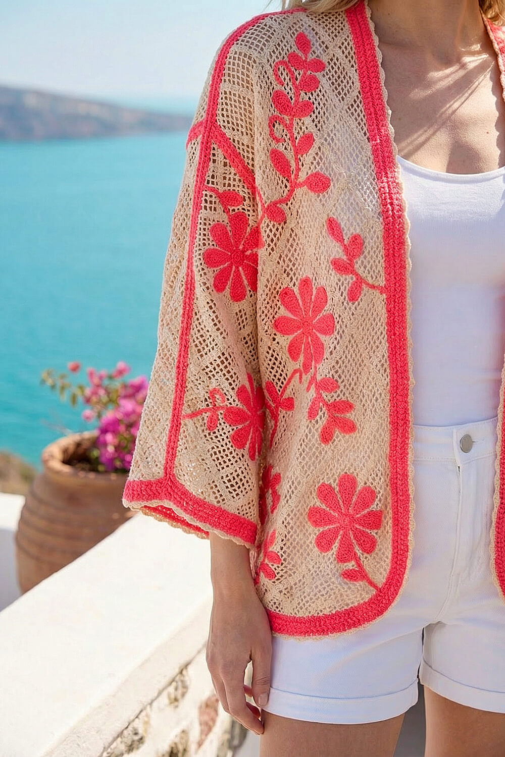 Red Embroidered Knit Cardigan, Image 5 of 4