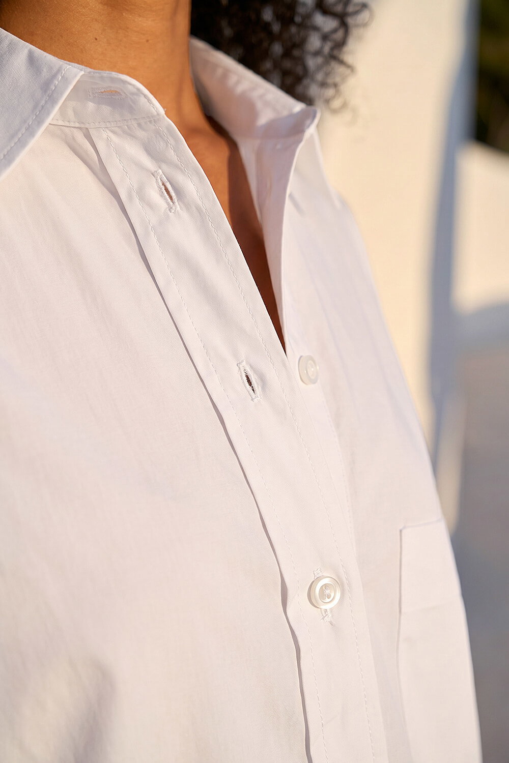 White Petite Cotton Button Up Pocket Shirt, Image 5 of 4