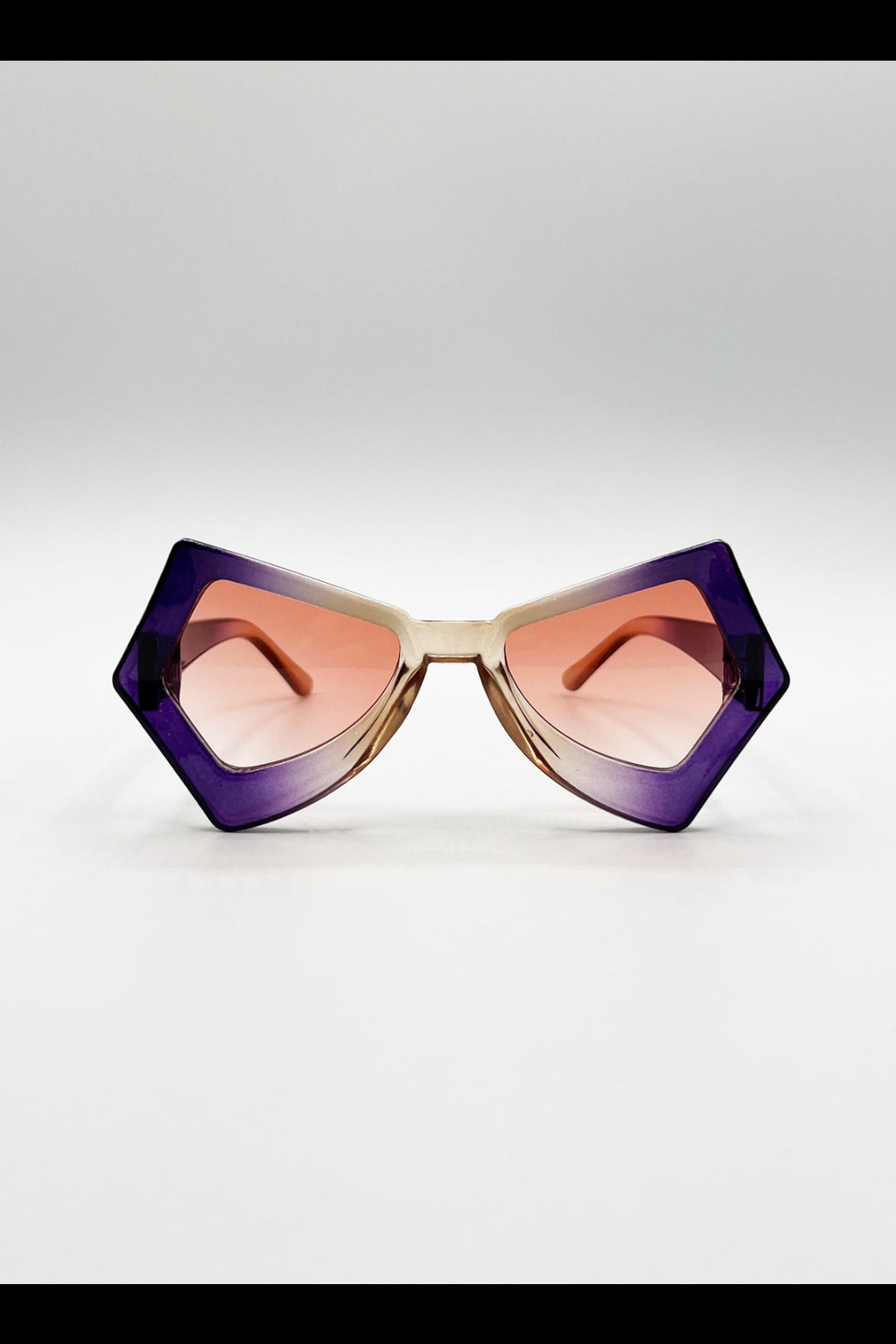 Purple 2 Tone Angular Sunglasses In Purple