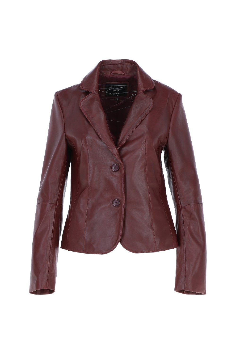 Burgundy Ashwood Leather Burgundy 'Angelica' Real Leather Two Button Blazer, Image 2 of 4