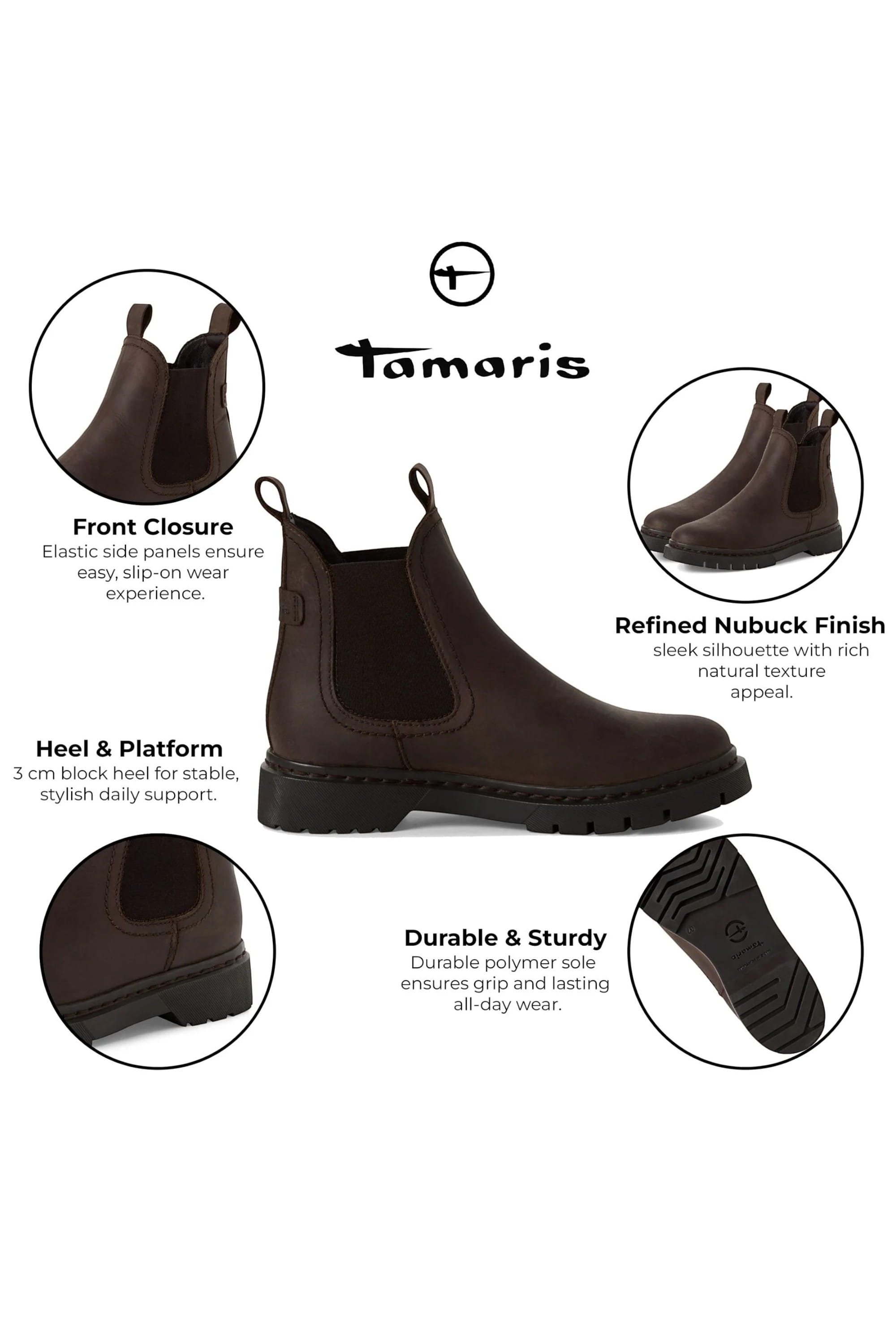 Brown Tamaris Brown Tamaris Womens Brown Chelsea Boots, Image 2 of 7