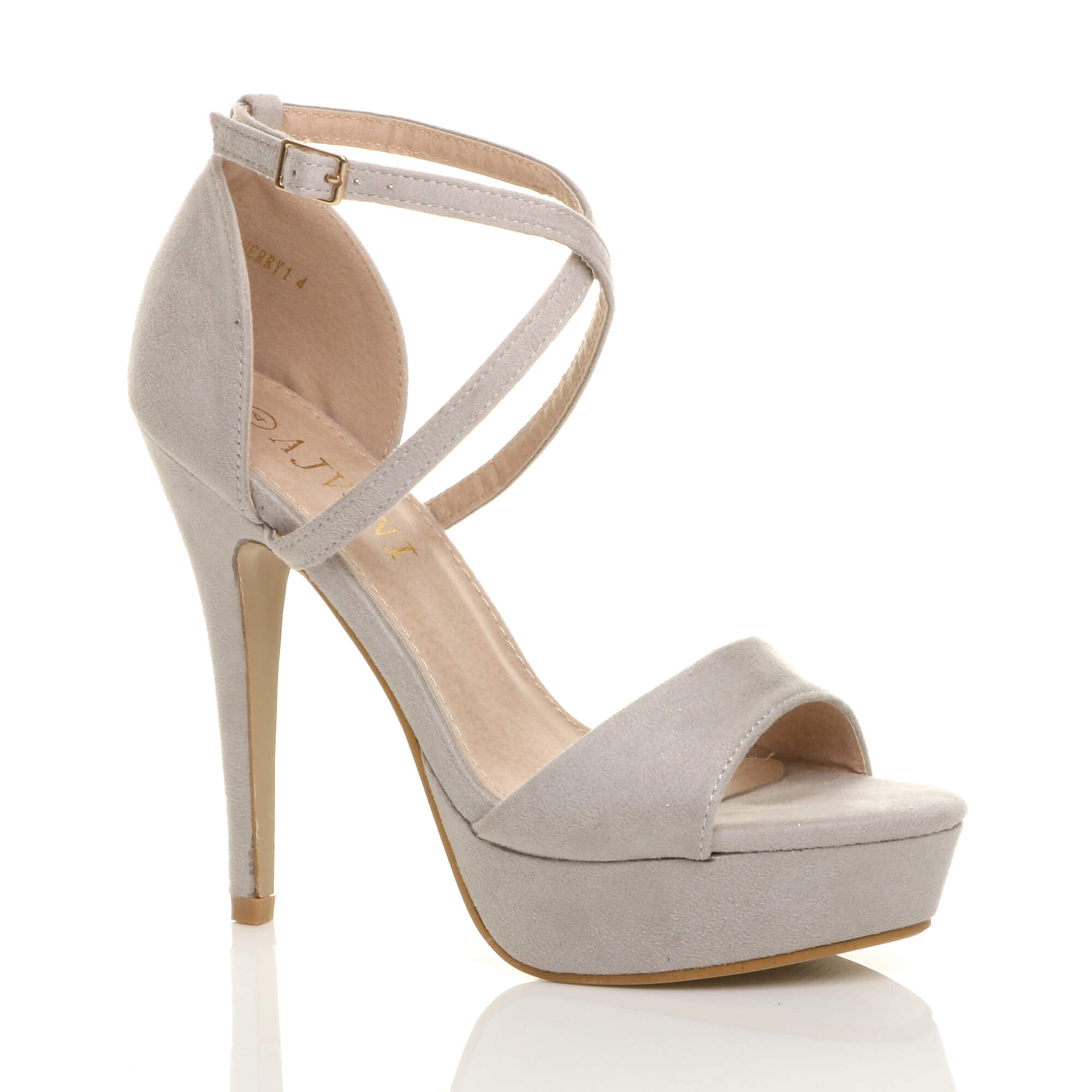Purple High Heel Crossed Straps Platform Sandals