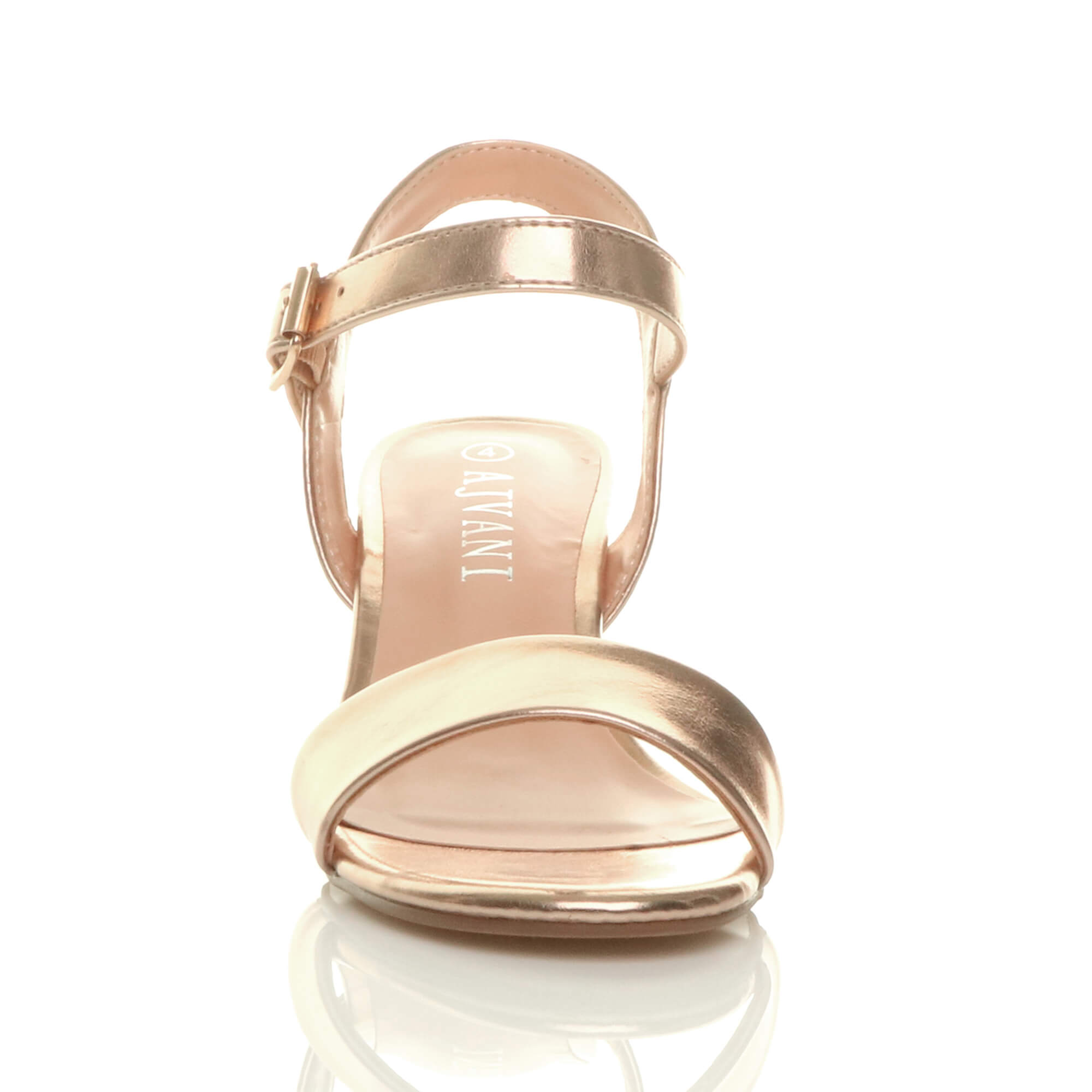 Rose Gold AJVANI Rose Gold Mid Block Heel Strappy Sandals, Image 6 of 6