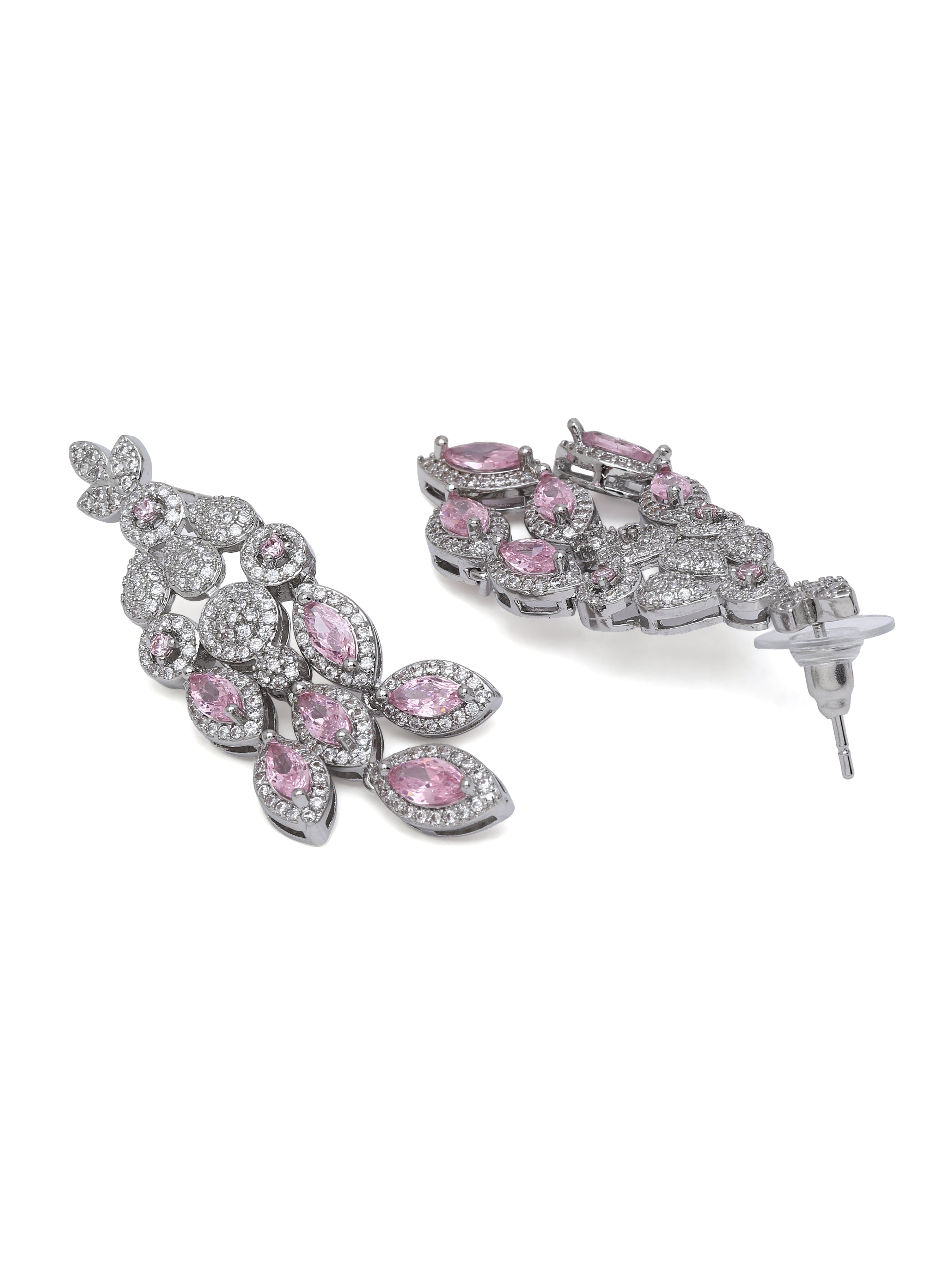 Light Pink Marquise Crystal Chandelier Earrings, Image 2 of 3