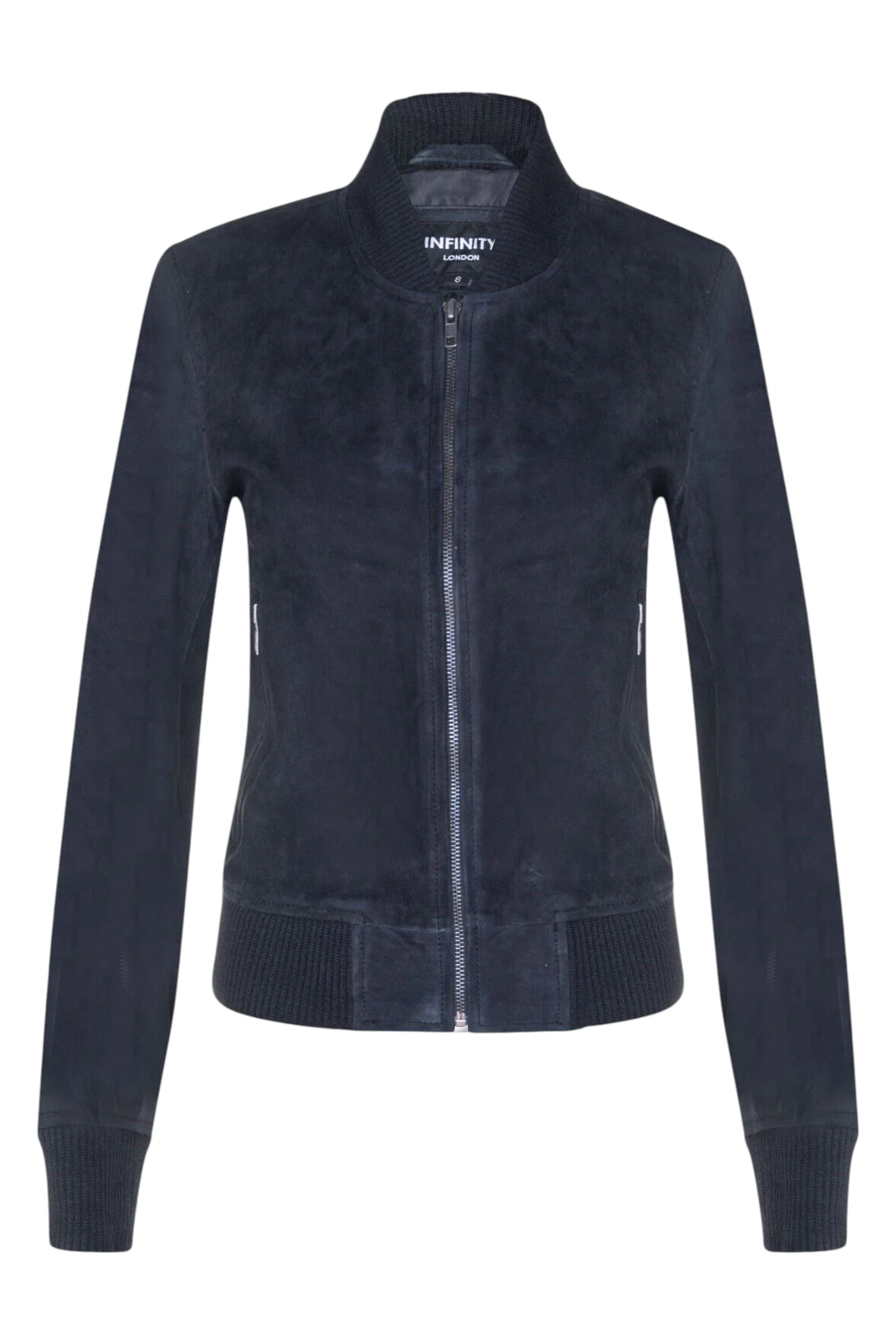 Navy Womens MA-1 Suede Bomber Jacket-Arnhem, Image 1 of 3