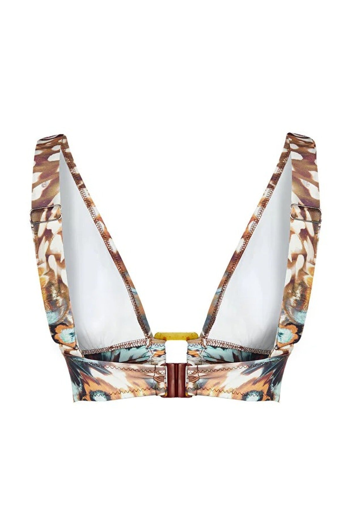 Multi WOVCOR Multi Abstract Print Cut Out Triangle Bikini Top, Image 3 of 4