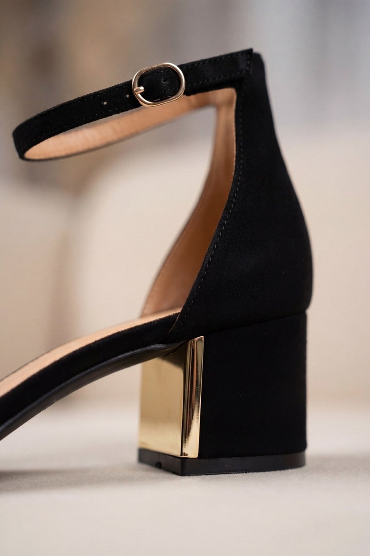 Black iKrush Black Zara Womens Ankle Strap Block Heel Sandals, Image 8 of 8