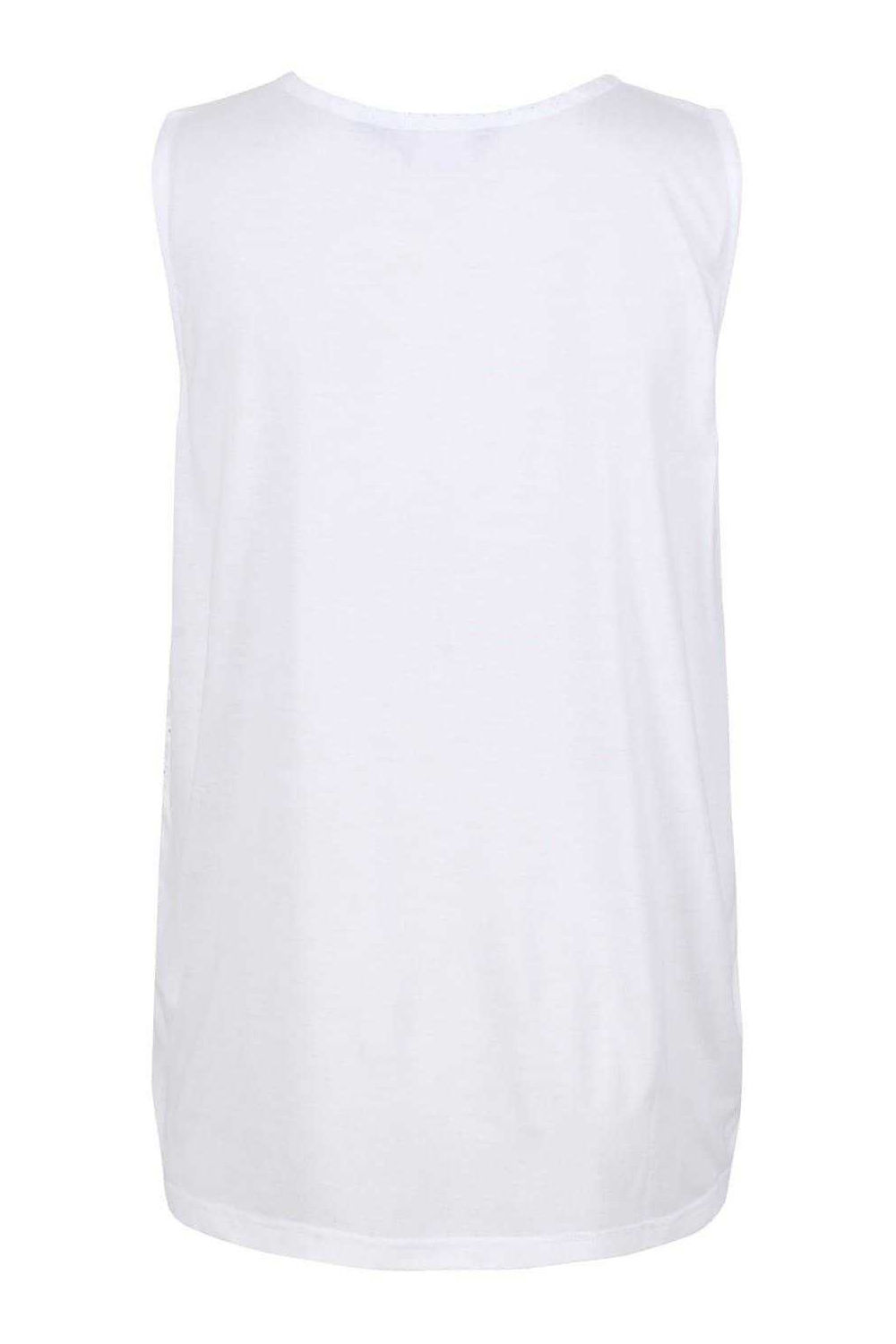 White Janessa Patterned Sleeveless TShirt, Image 2 of 3