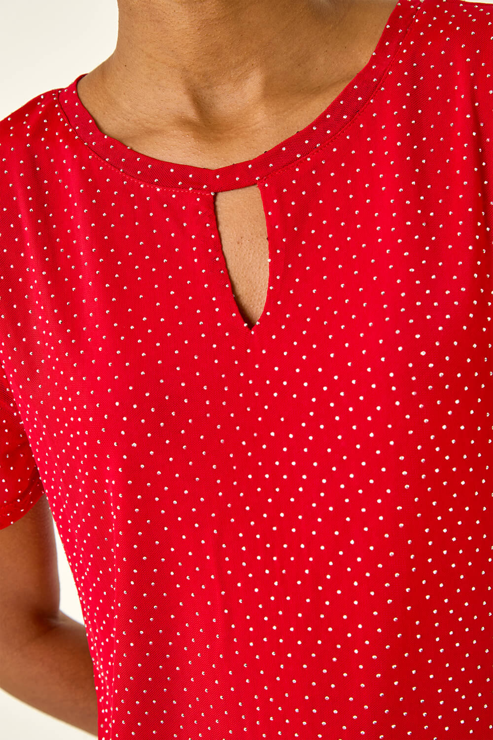 Red Hotfix Keyhole Stretch Top, Image 6 of 5