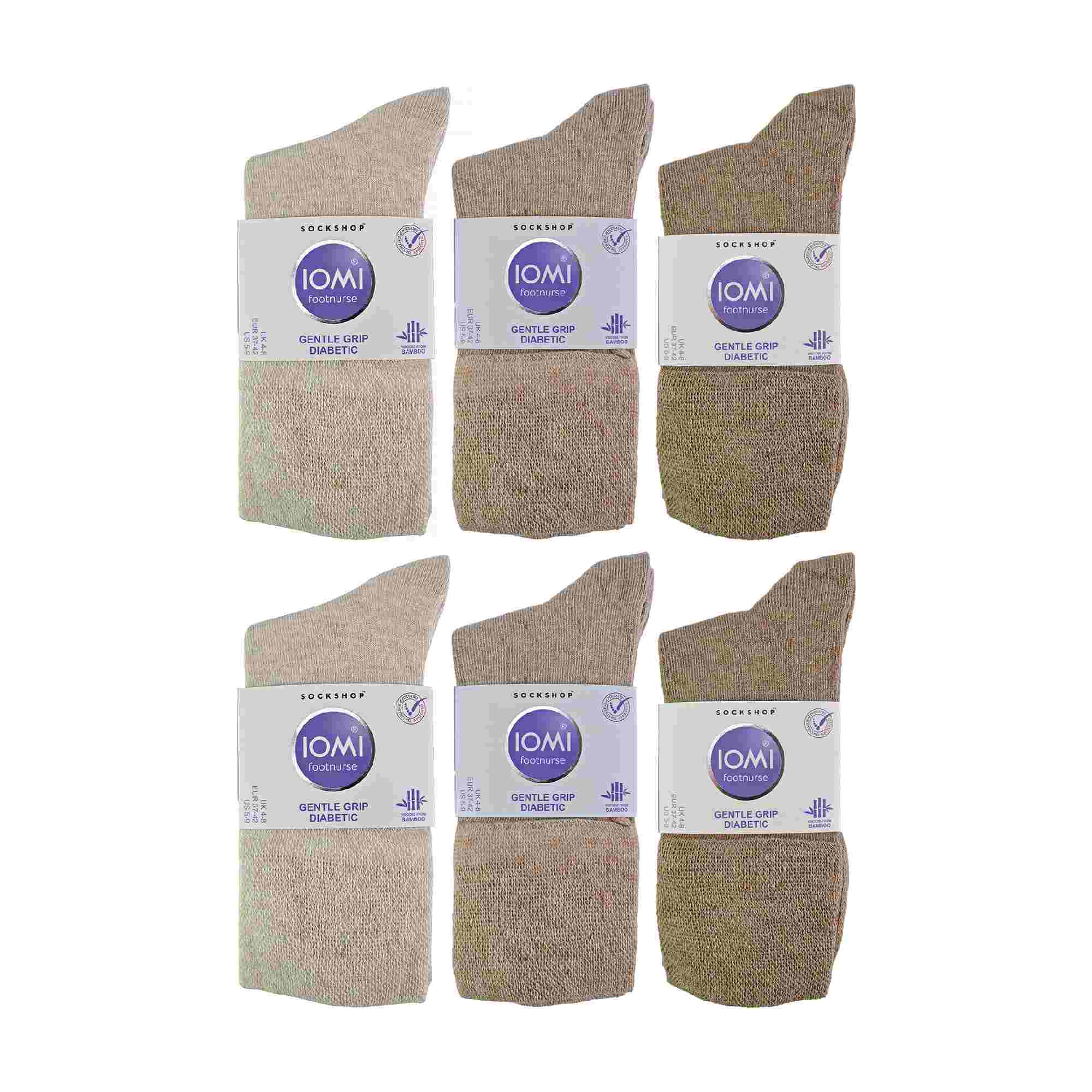 Beige 12 Pairs Diabetic Bamboo Socks, Image 5 of 5