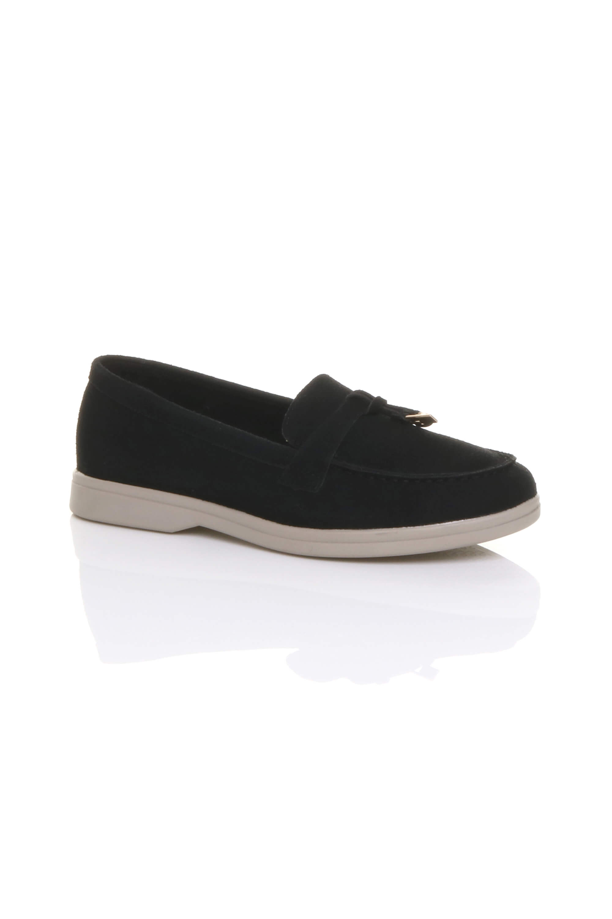 Black AJVANI Black Flat Slip On Smart Loafers, Image 1 of 4