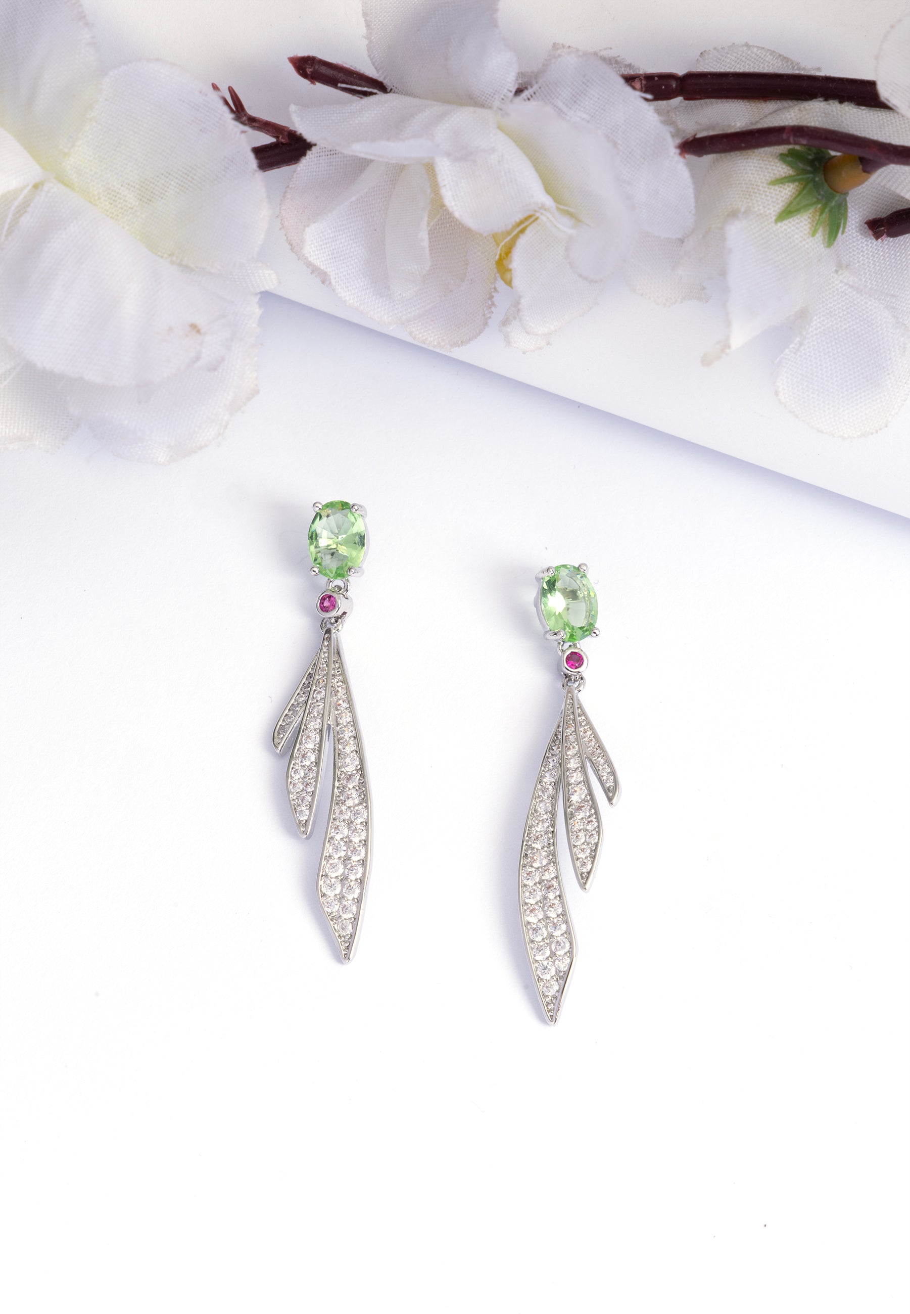 Silver Silver colored Feather Drop Earrings, Image 2 of 5