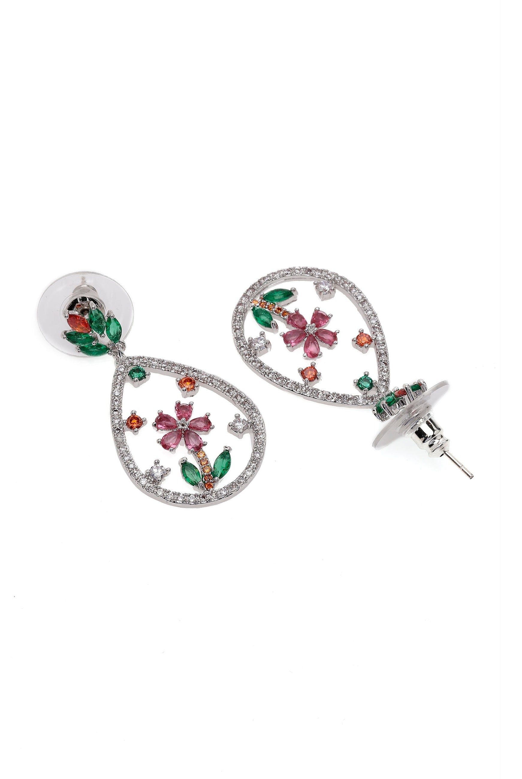 Multi Floral Drop Earrings, Image 3 of 4