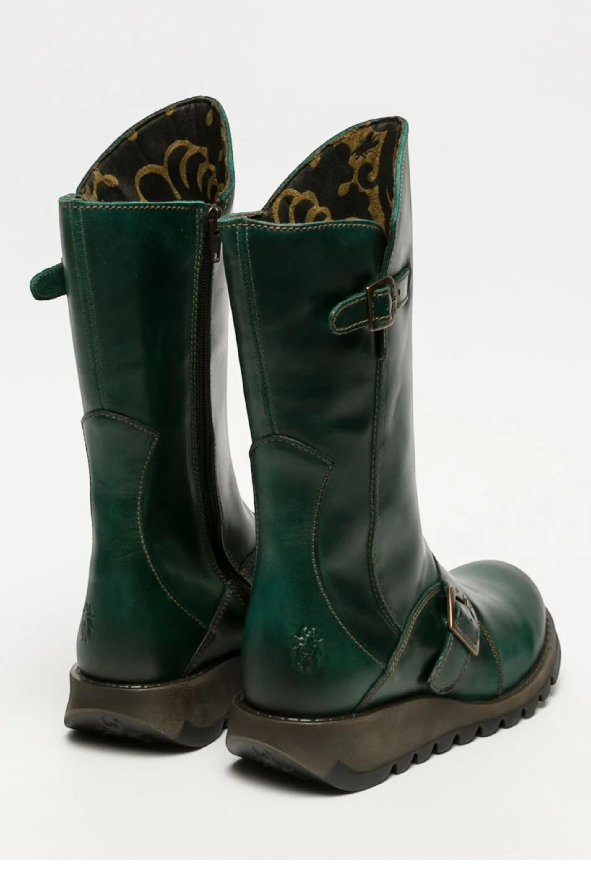Dark Green Womens Mid-Calf Platform Boots-MES2913, Image 4 of 8