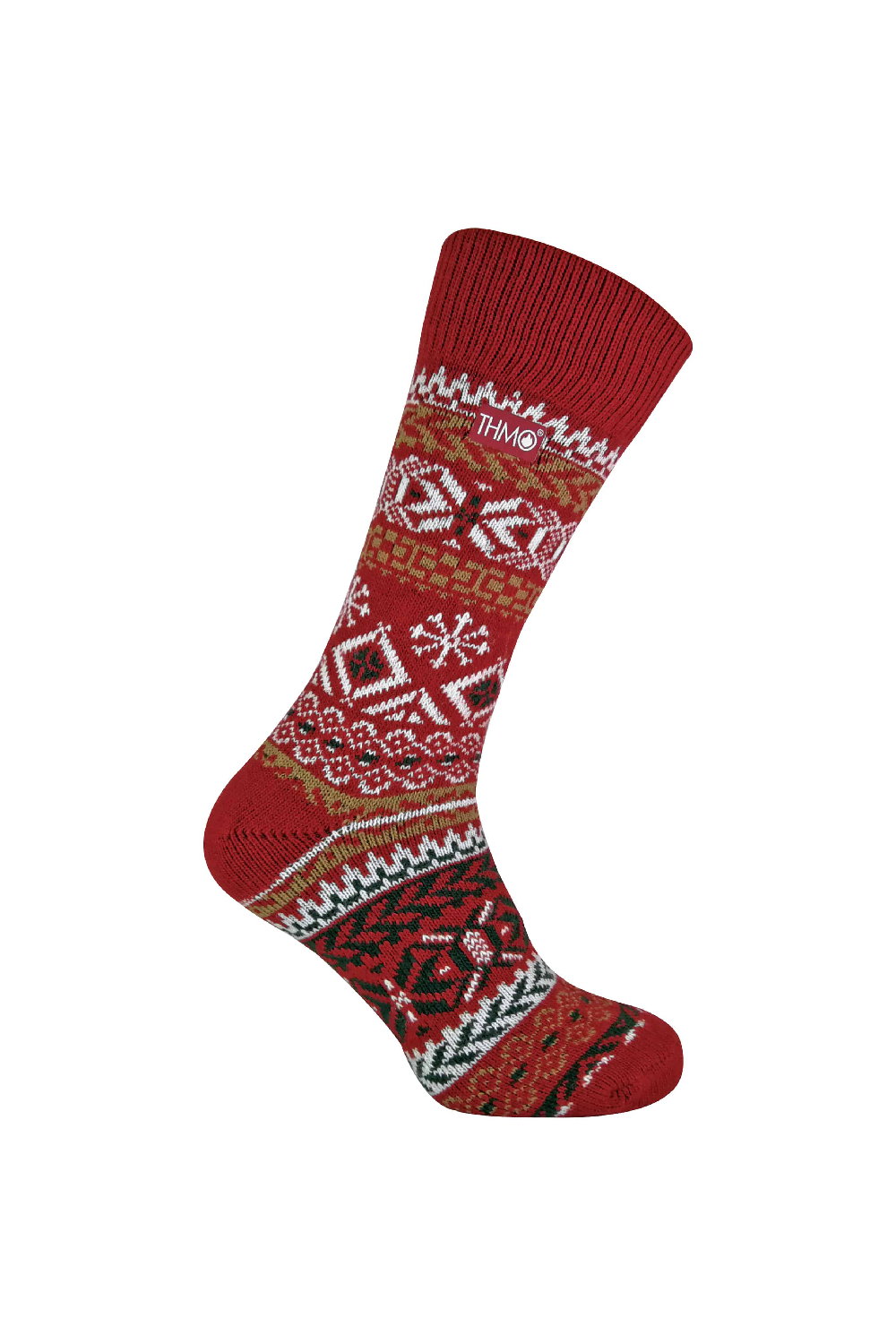 Red 1 Pack Vintage Nordic Thermal Thick Wool Blend Socks, Image 1 of 5