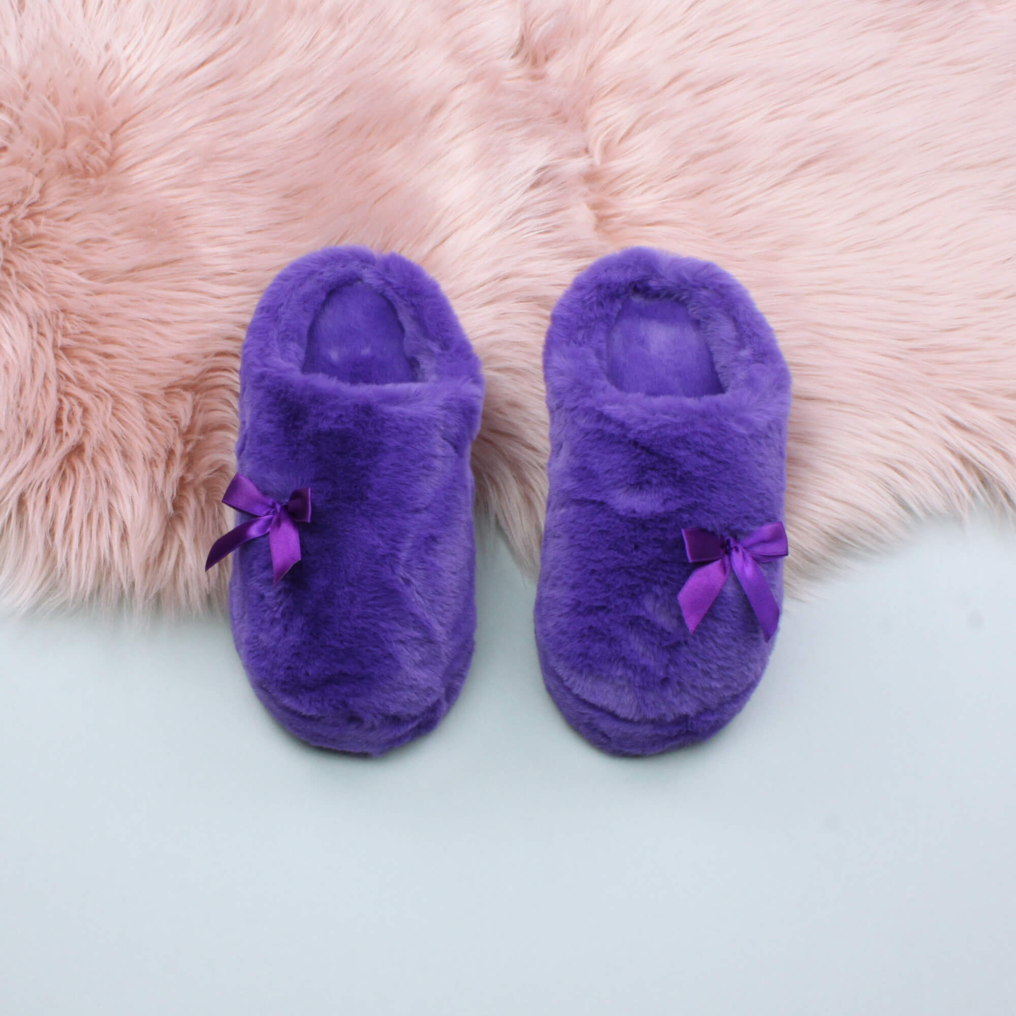 Purple AJVANI Purple Fluffy Mule Slippers, Image 4 of 6