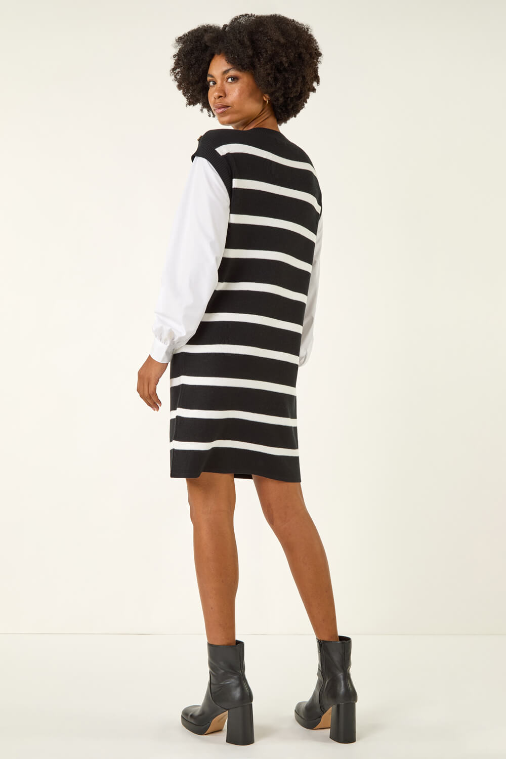 Black Striped Shirt Knit Dress, Image 4 of 5