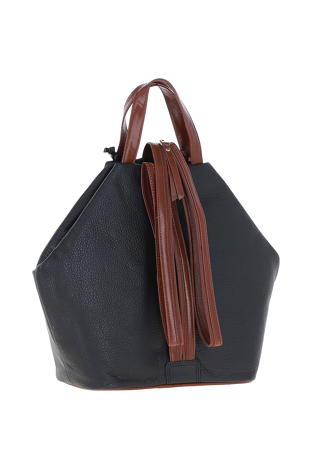 Black 'Lydia' Convertible Real Leather Tote Backpack, Image 3 of 5