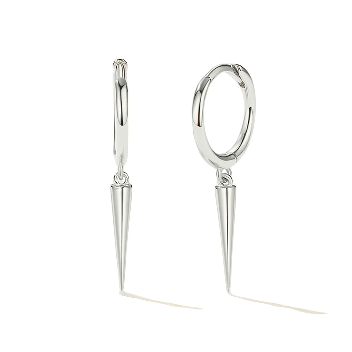 Metallic Dainty Spike Huggie Small Hoop Sterling Silver Earrings