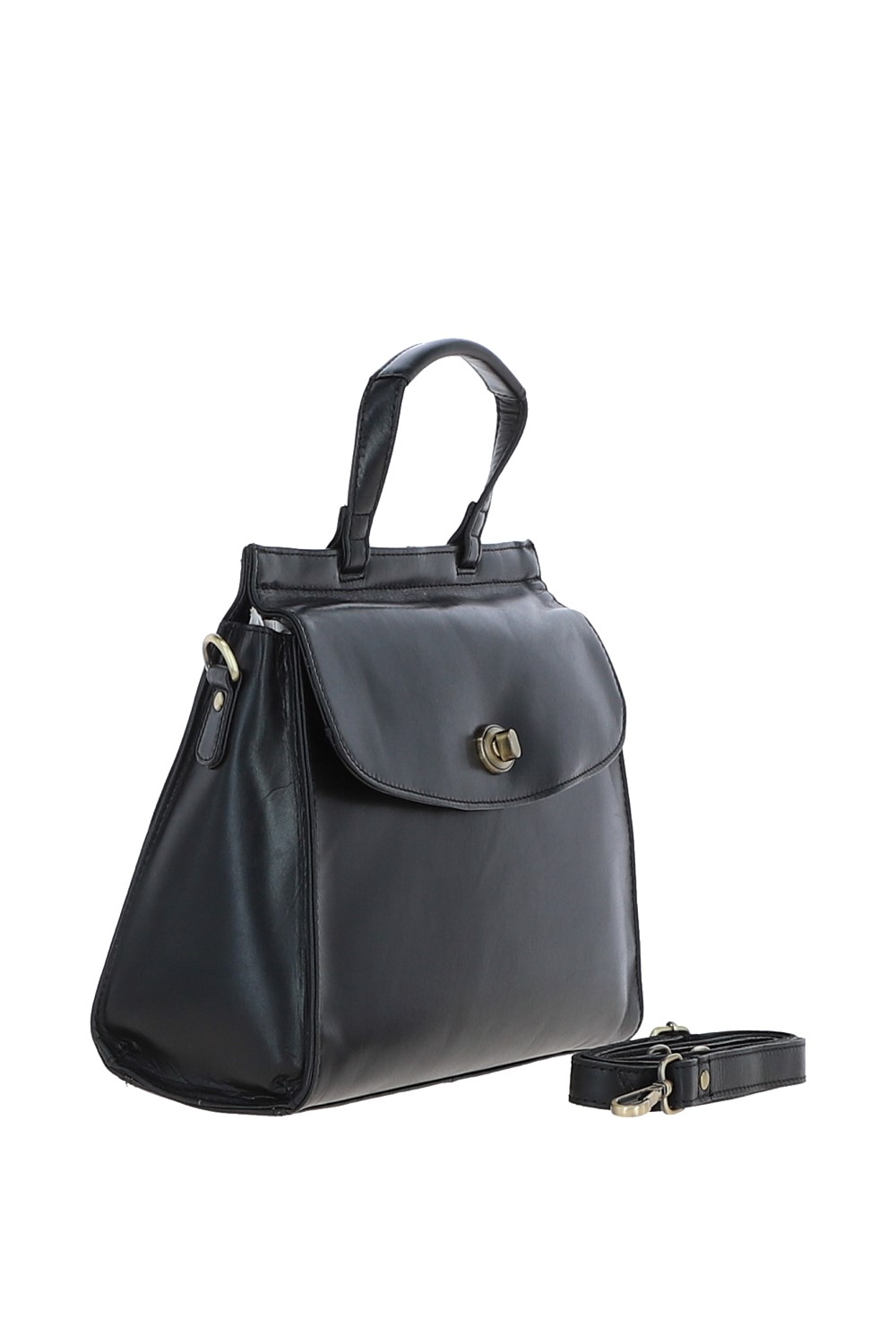 Black Large Real Leather Grab Bag, Image 4 of 4