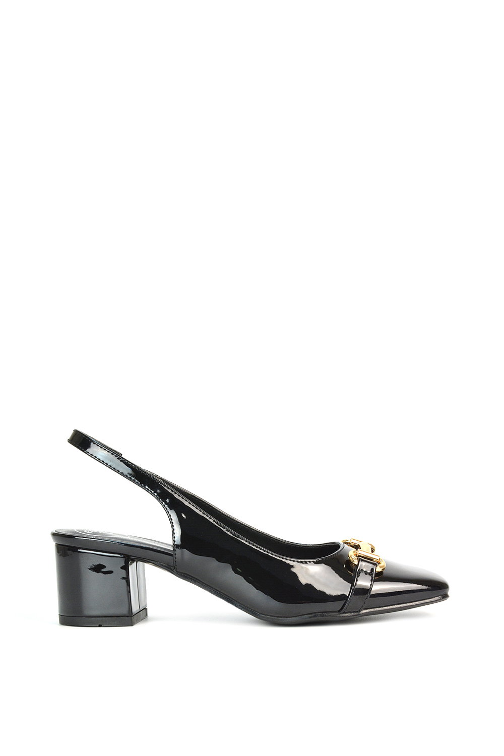 Black 'Selena' Slingback Mid Heels With Square Toe