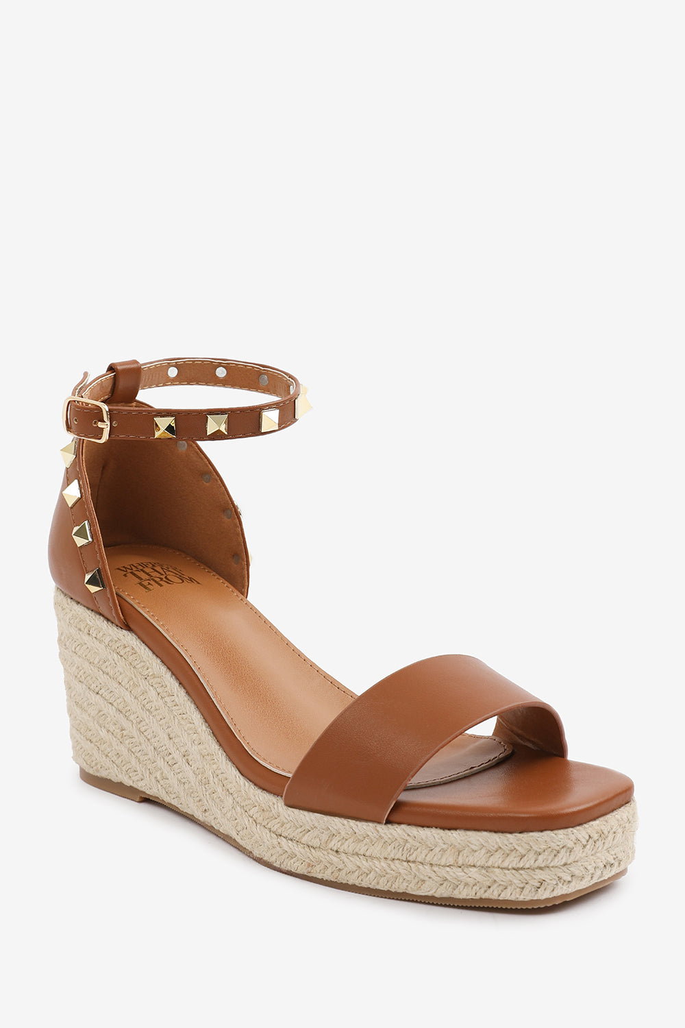Tan 'Sawyer' Wedge Sandals With Gladiator Ankle Strap, Image 3 of 6