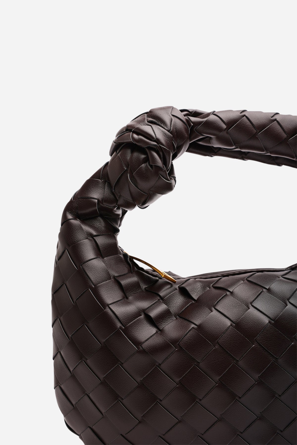 Dark Brown Aura Classic Woven Hobo Bag, Image 4 of 6