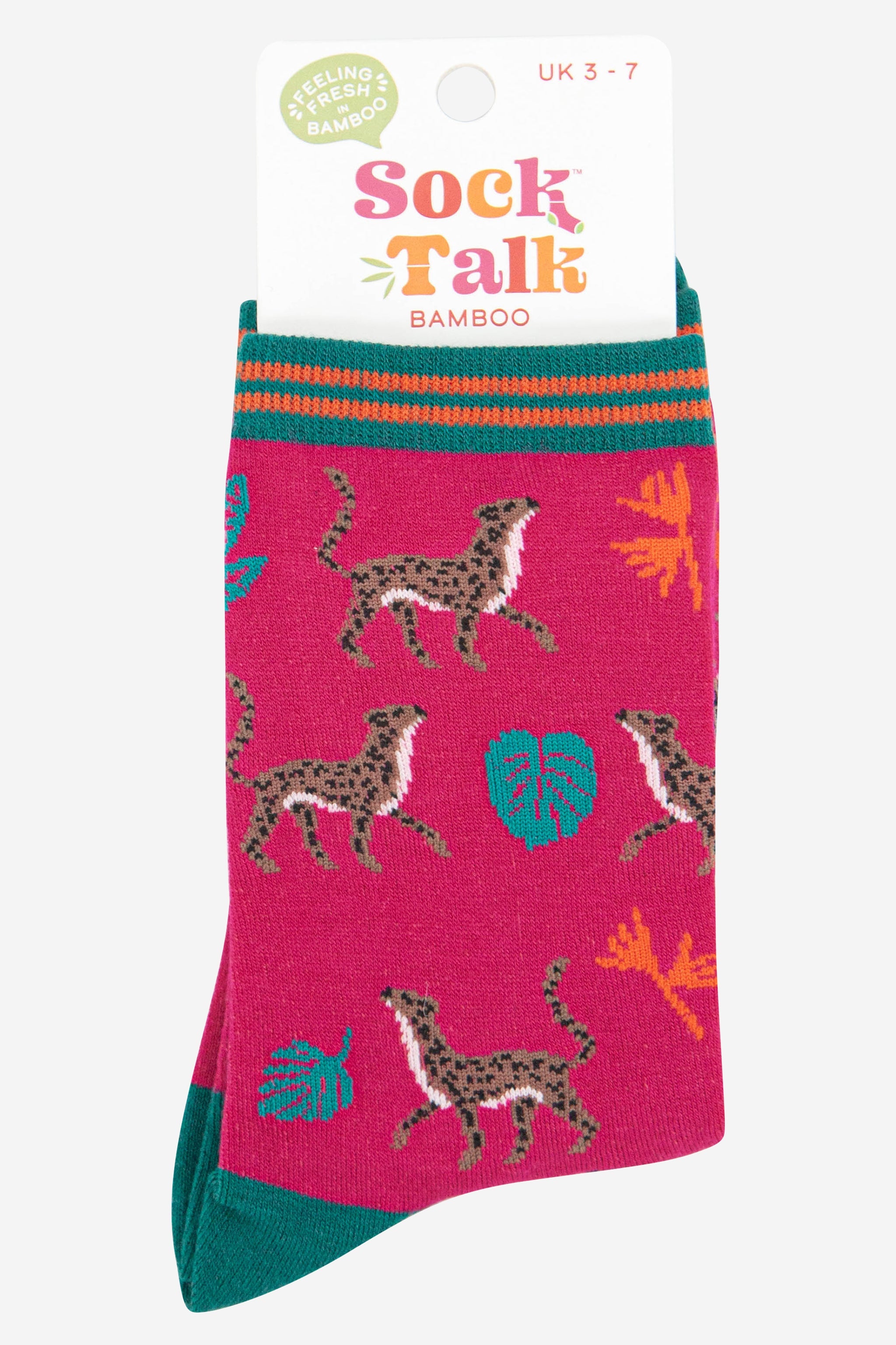 Fuchsia Jungle Cheetahs Bamboo Socks, Image 3 of 3