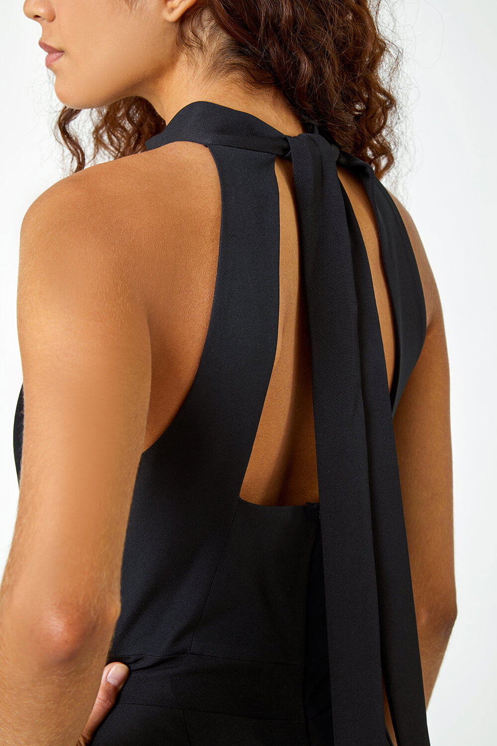 Heather Straight Neck Wide Leg Jumpsuit