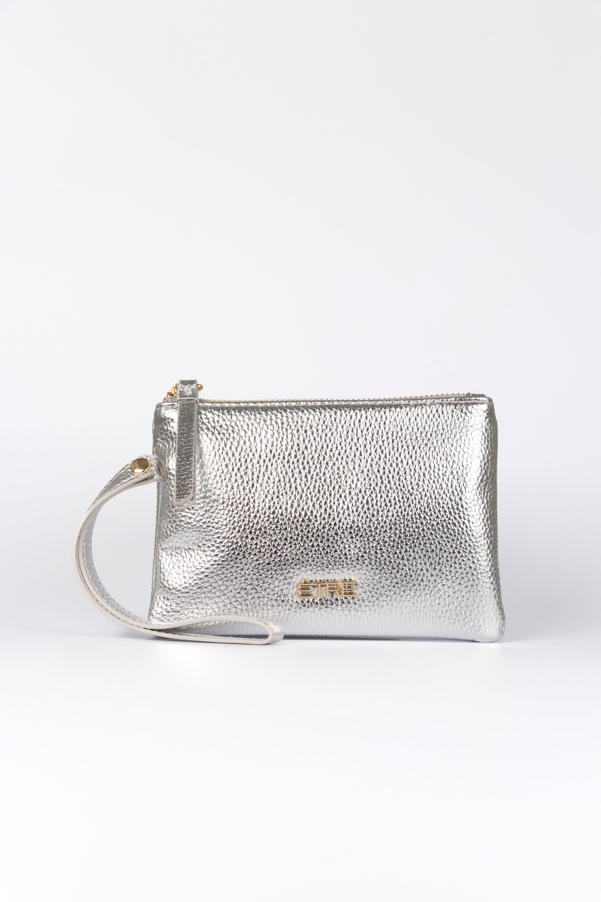 Silver Etre Silver Metallic Faux Leather Wristlet Purse, Image 1 of 2