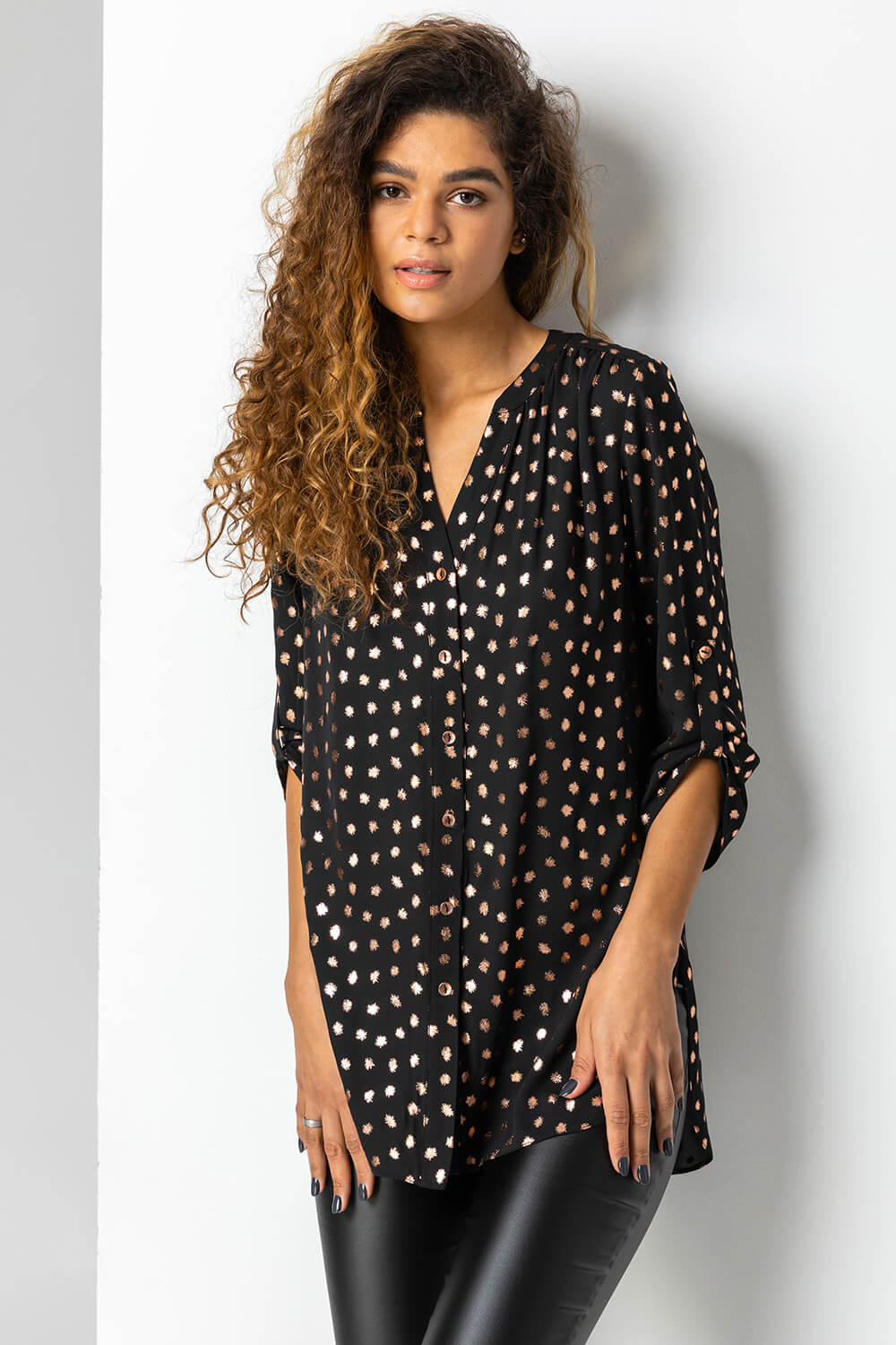 Printed Chiffon Ruched Blouse main image 1