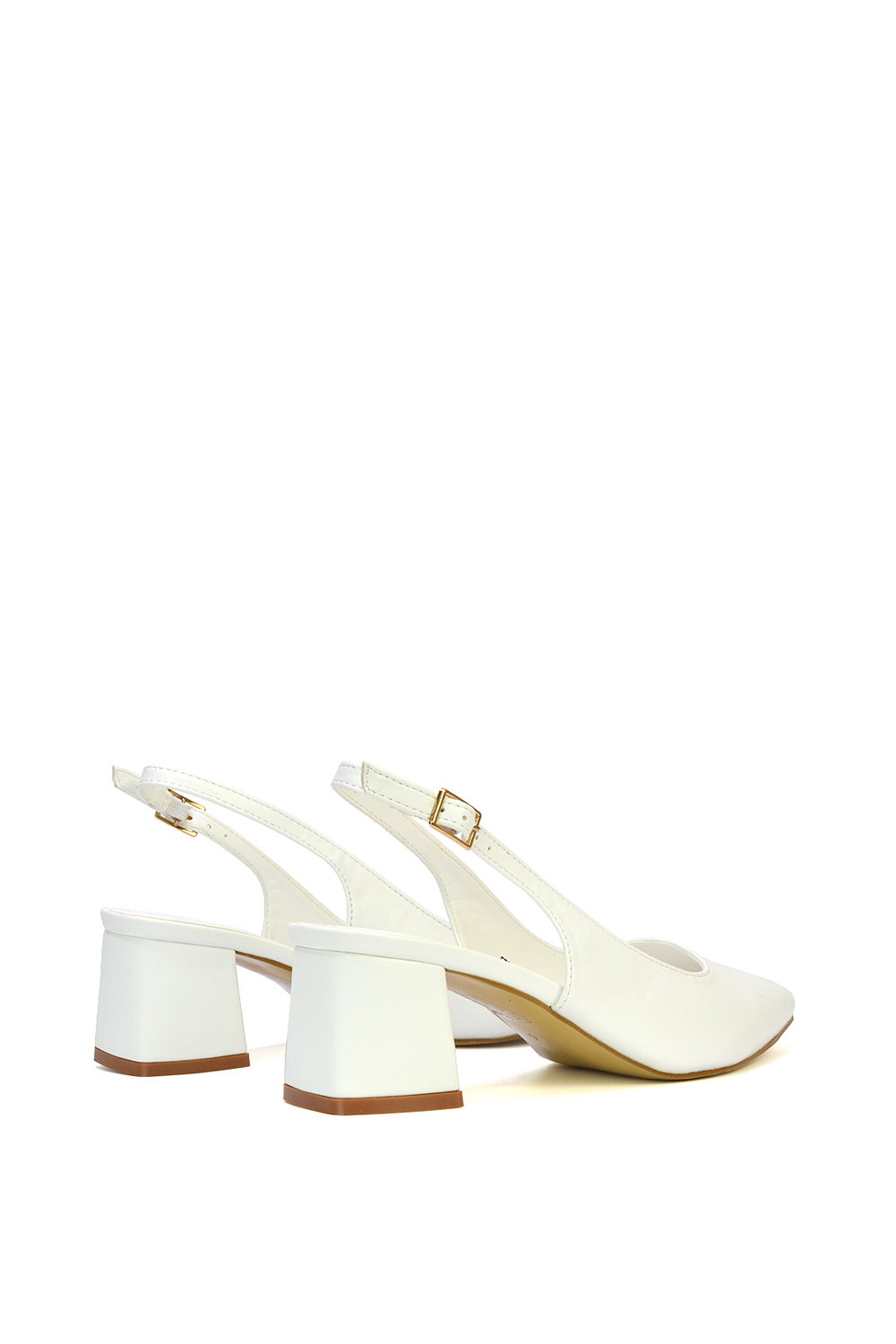 White 'Devon' Court Shoe Block Heels With Slingback, Image 6 of 6