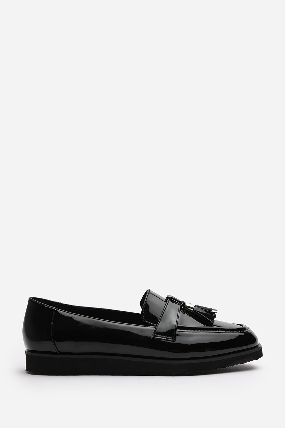 Black 'Lucy' Tasselled Slip On School Loafer, Image 2 of 5