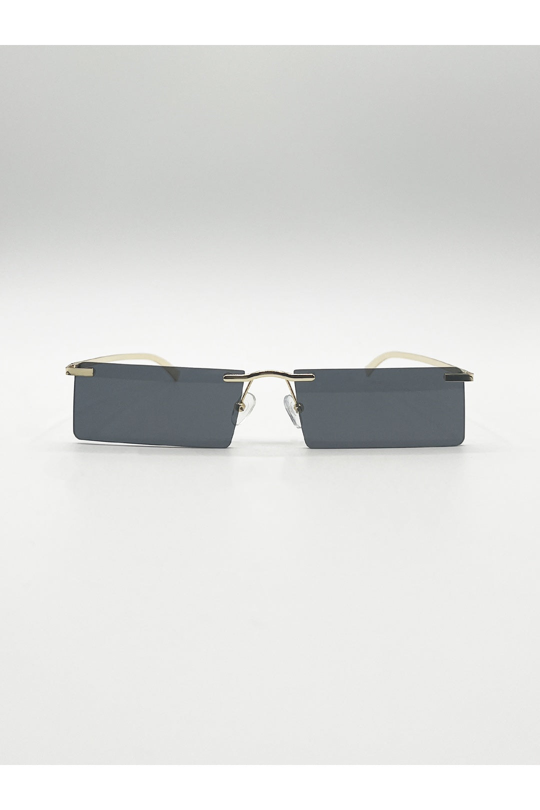 Black Frameless Rectangle Sunglasses in Black, Image 1 of 6