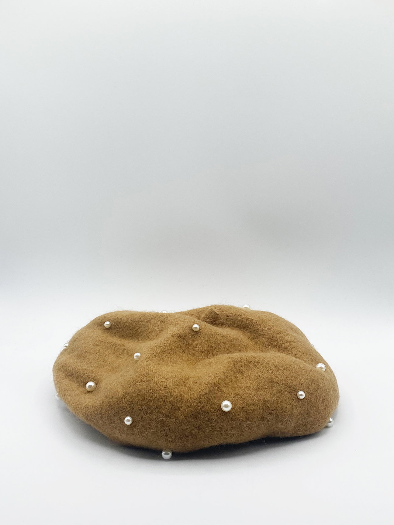 Dark Orange Faux Pearl Felt Beret, Image 2 of 7