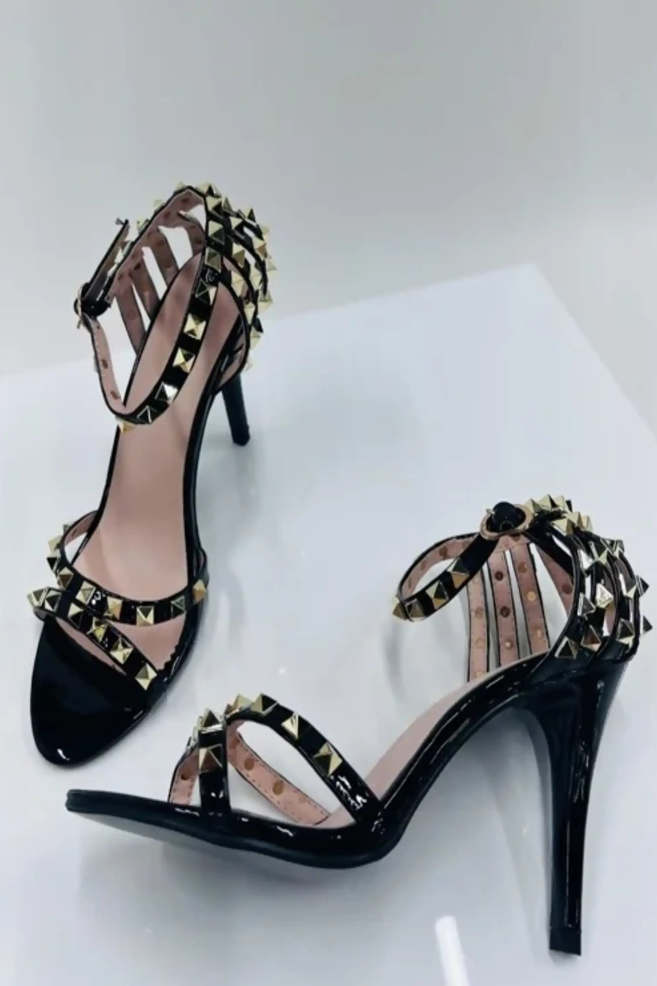 Black Femme Luxe Black Studded Stiletto Heels - Willow, Image 1 of 2