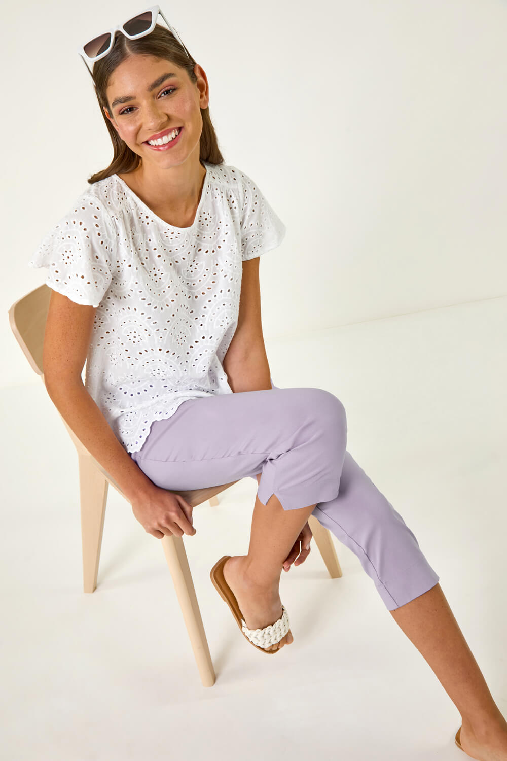 Roman Women's Lavender Cropped Stretch Trouser Size 18