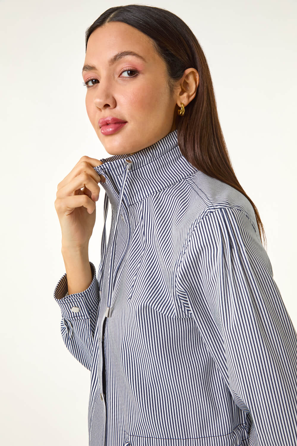 Navy Stripe Stretch Safari Jacket, Image 1 of 5