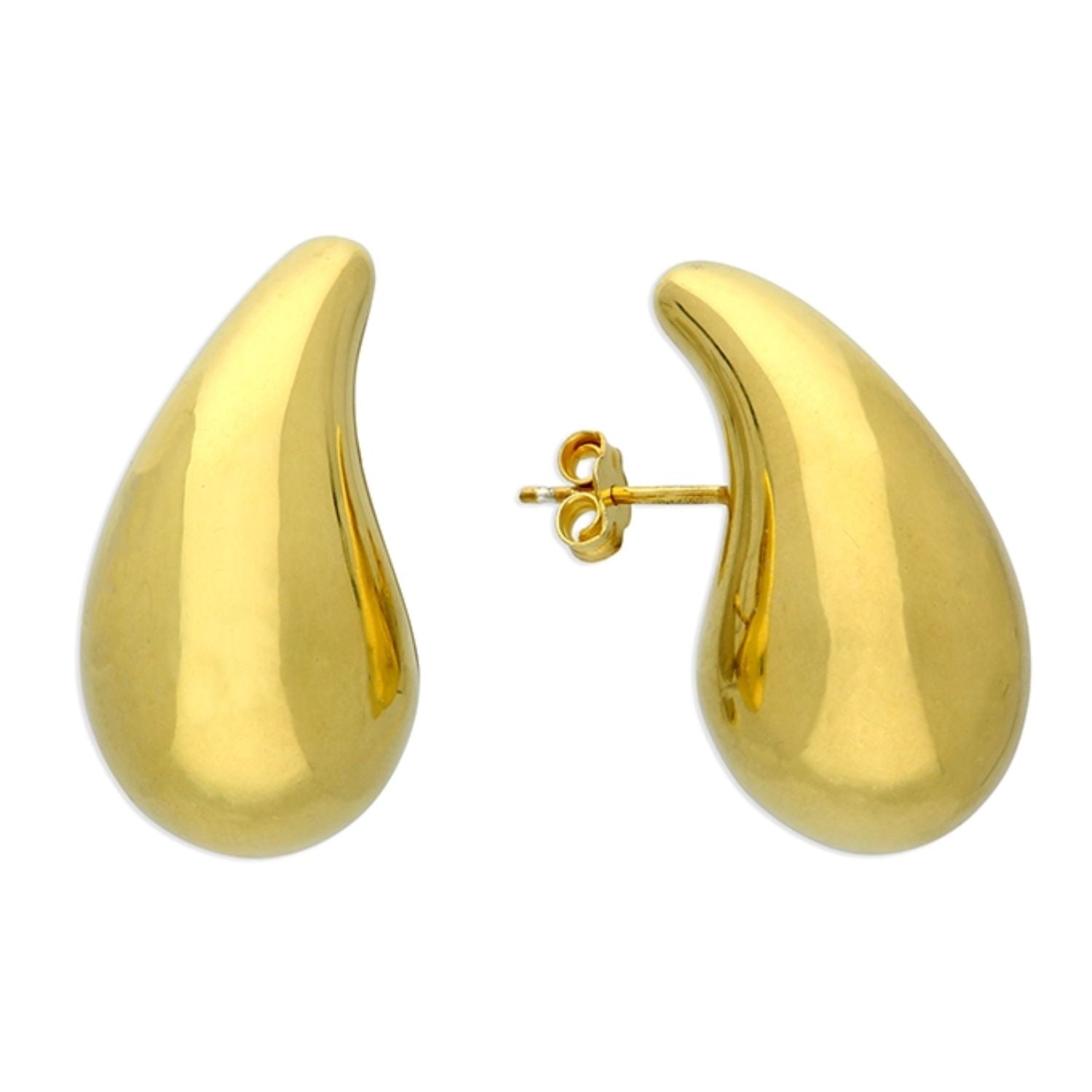 Gold Statement Gold Plated Teardrop Style Stud Earrings, Image 1 of 2