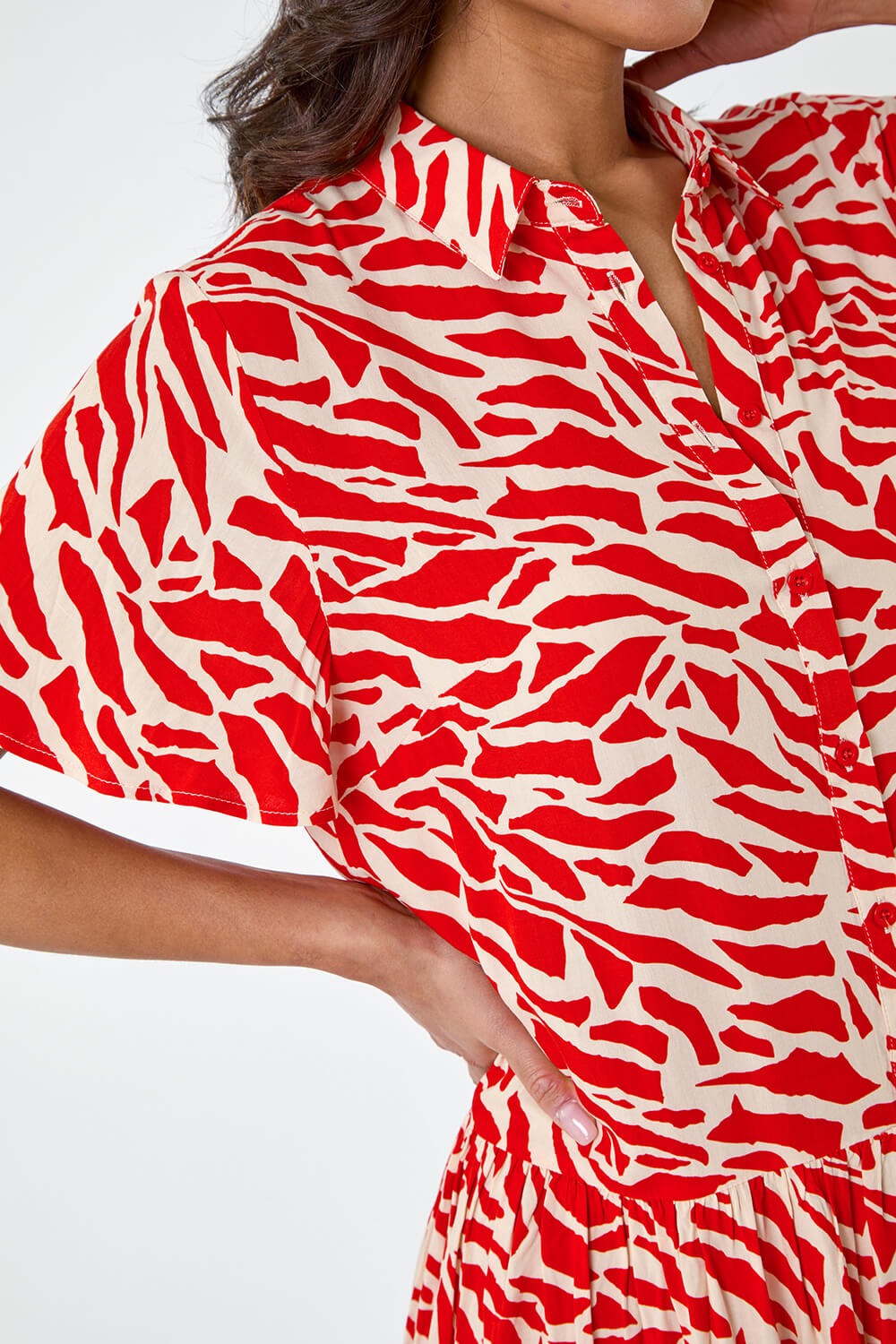 ORANGE Animal Print Tiered Smock Dress, Image 6 of 5