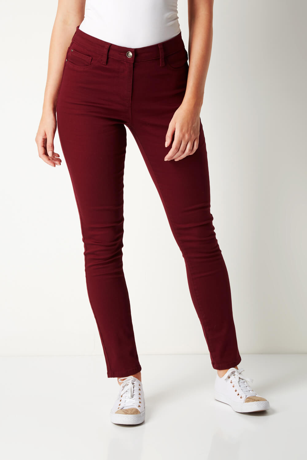 Berry Red Slim Fit Jeans , Image 1 of 4
